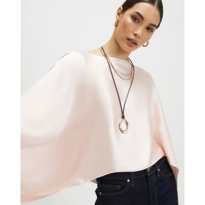 Pink Satin Waterfall Cape