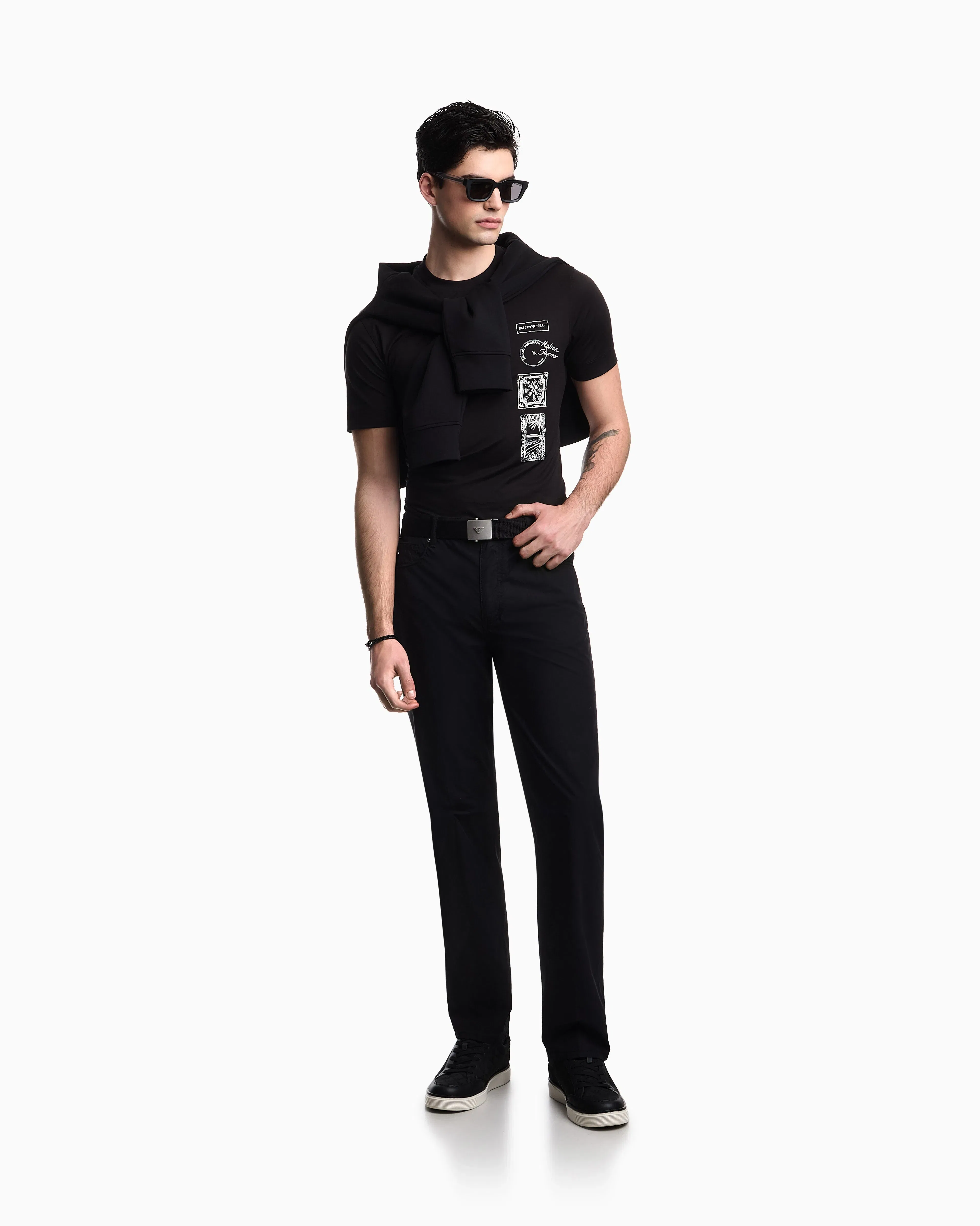 Emporio Armani J76 straight fit, technical cotton five-pocket trousers