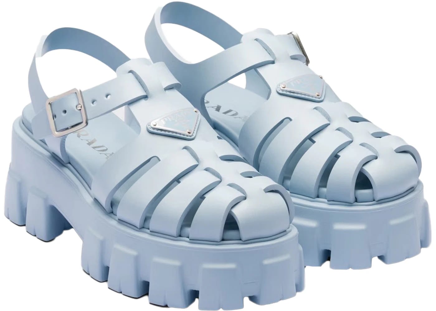 Prada Monolith Foam Rubber 55Mm Sandals Light Blue