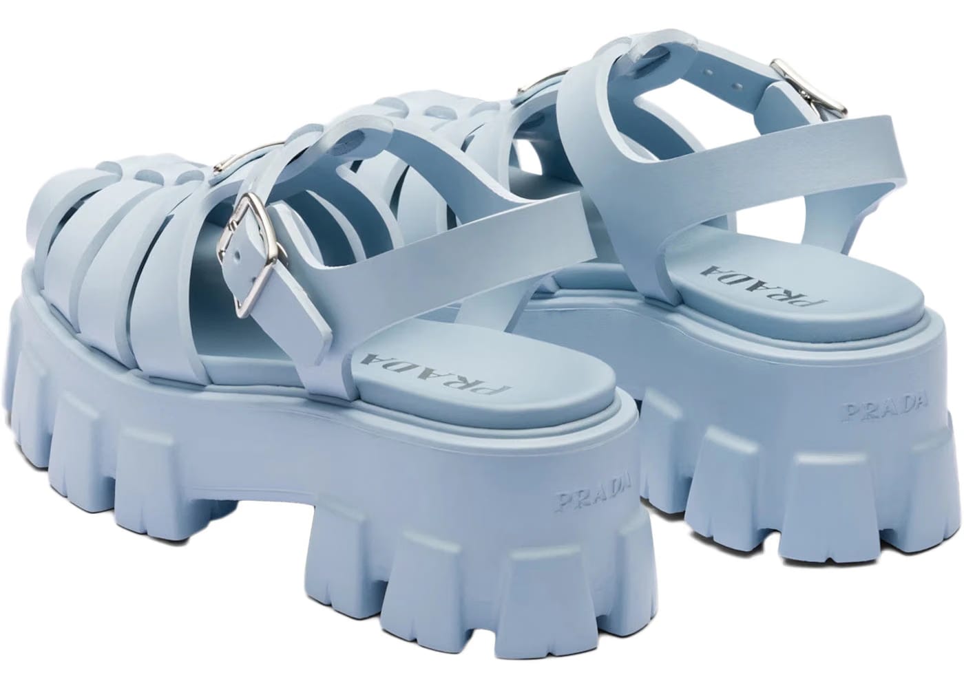 Prada Monolith Foam Rubber 55Mm Sandals Light Blue