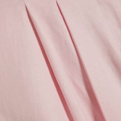 Pink Linen Look Belted Wide Leg Trousers