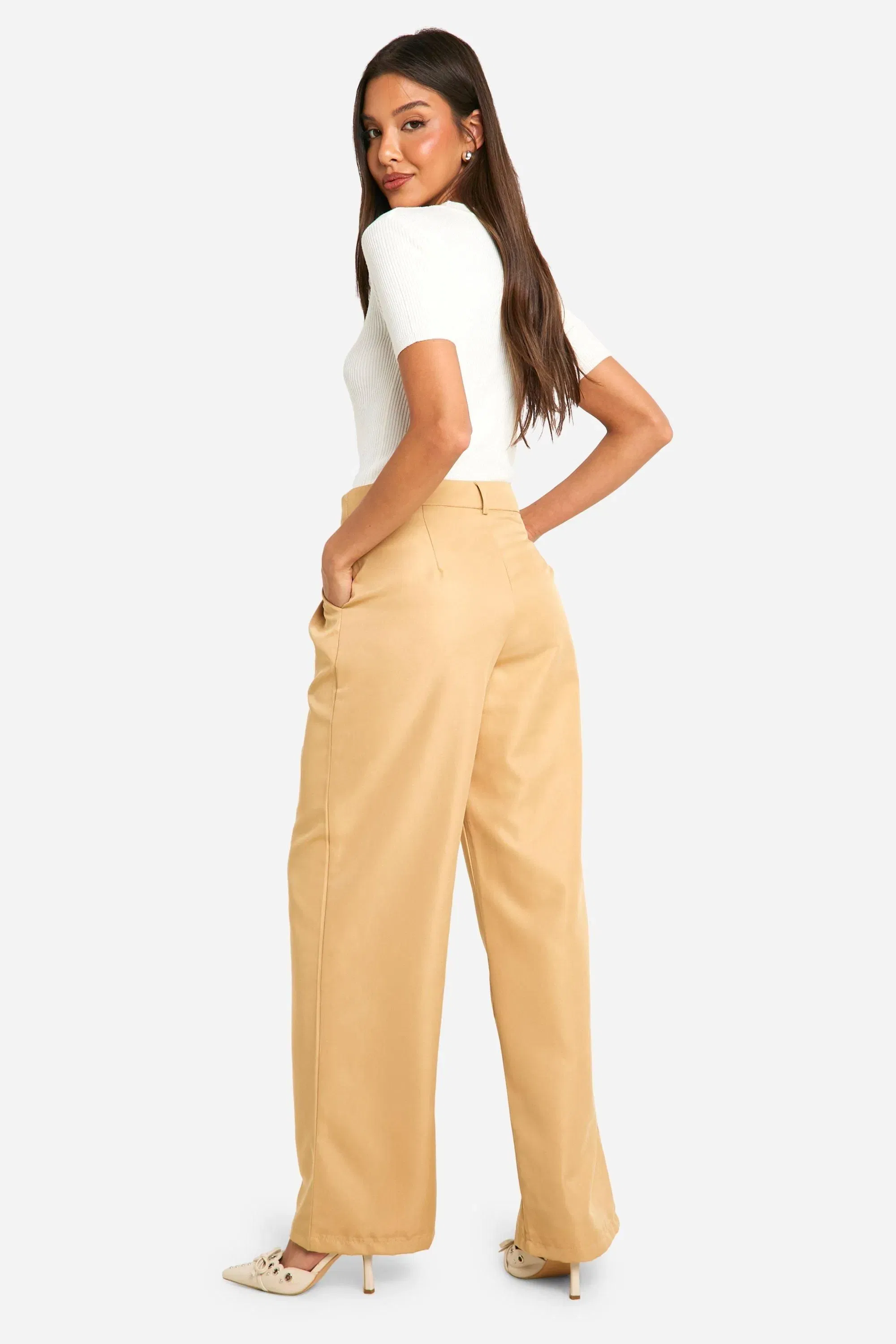 Woven Puddle Hem Pleated Dad Trouser