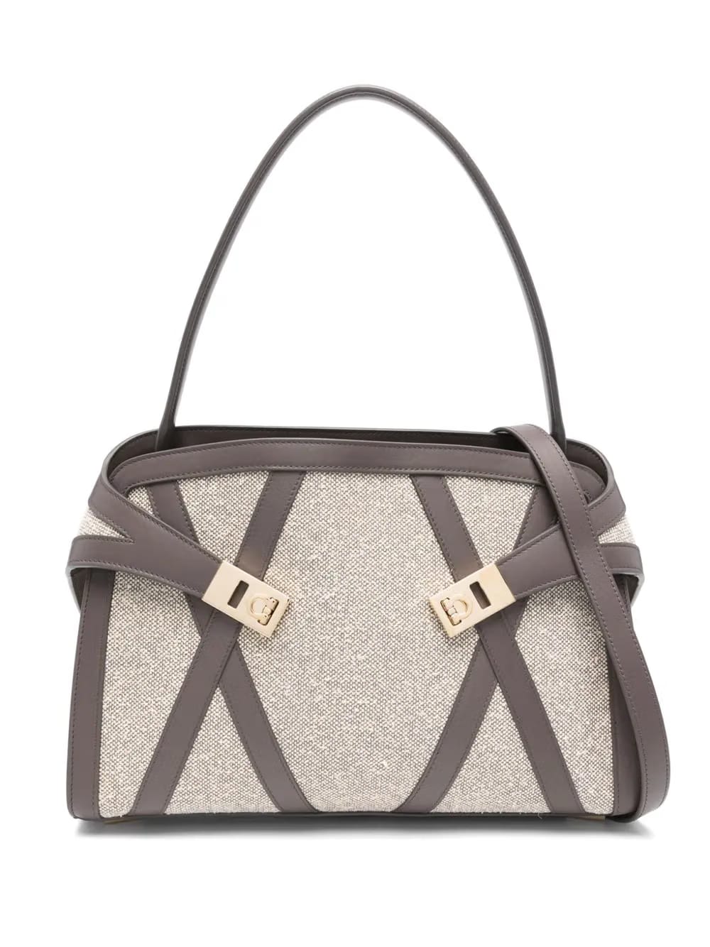 Hug leather-trimmed tote bag