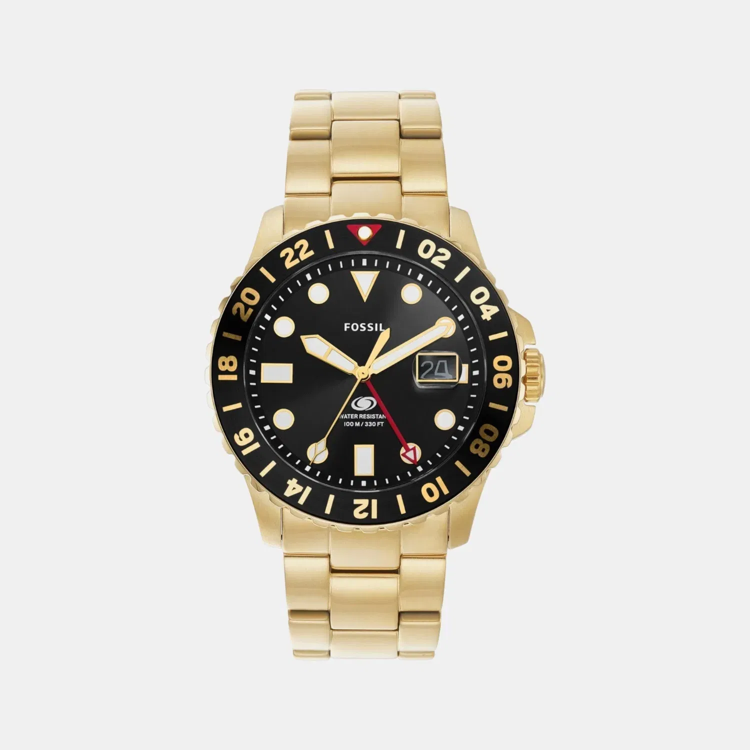 Fossil Fossil Blue Gmt Men Quartz Black Dial Analog Stainless Steel Watch Fs5990