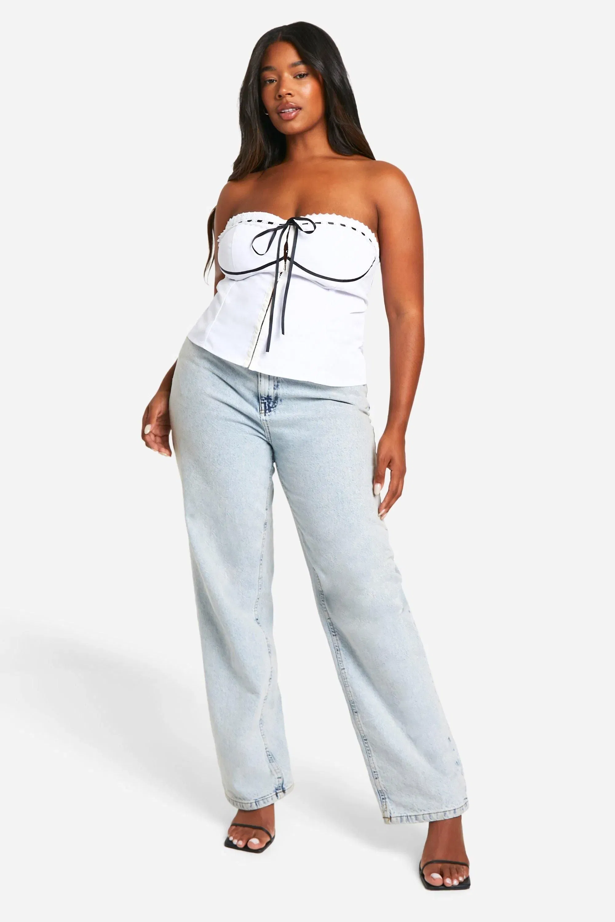 Plus Contrast Stitch Lace Corset