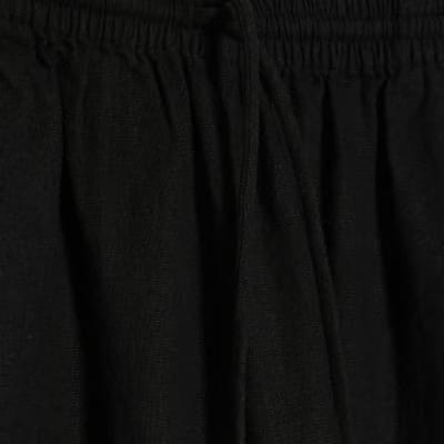 Petite Black Linen Blend Wide Leg Trousers
