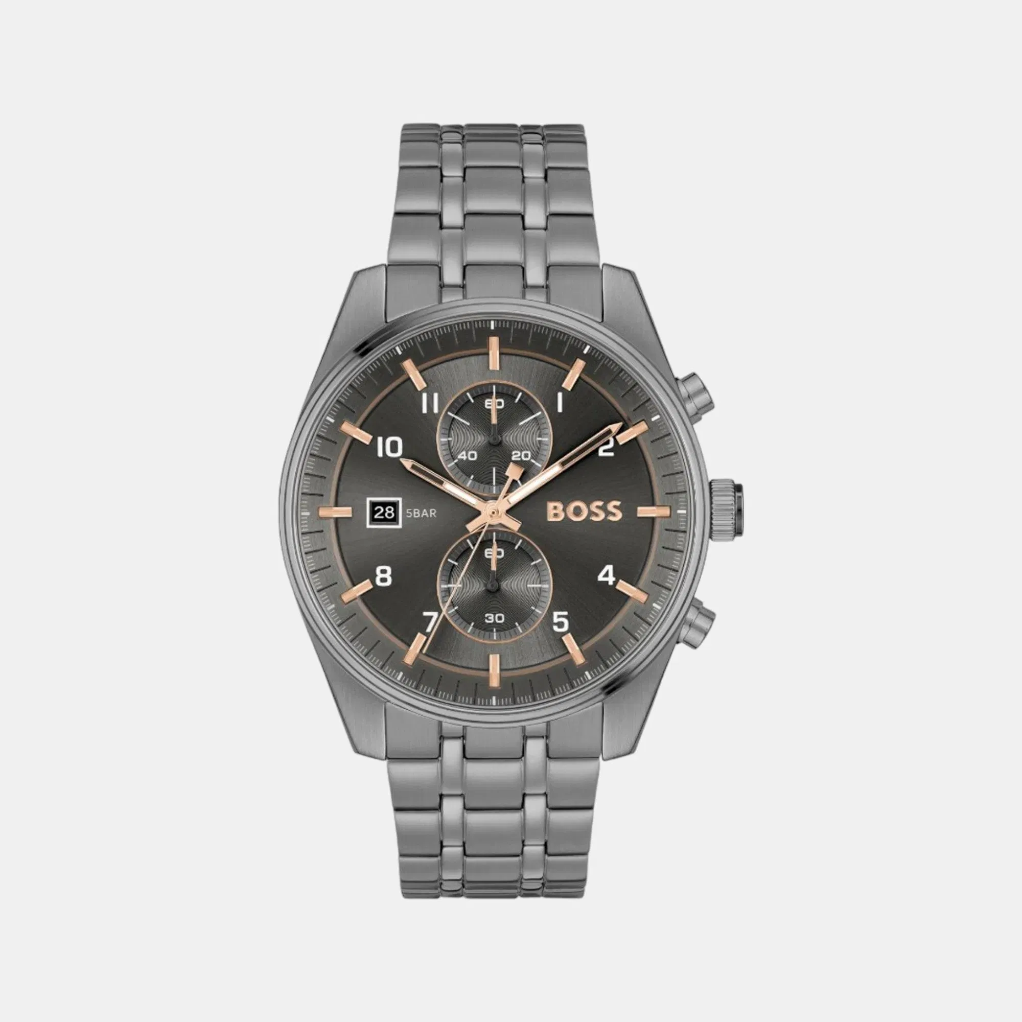 Boss Skytraveller Men Quartz Grey Dial Chronograph Stainless Steel Watch 1514153