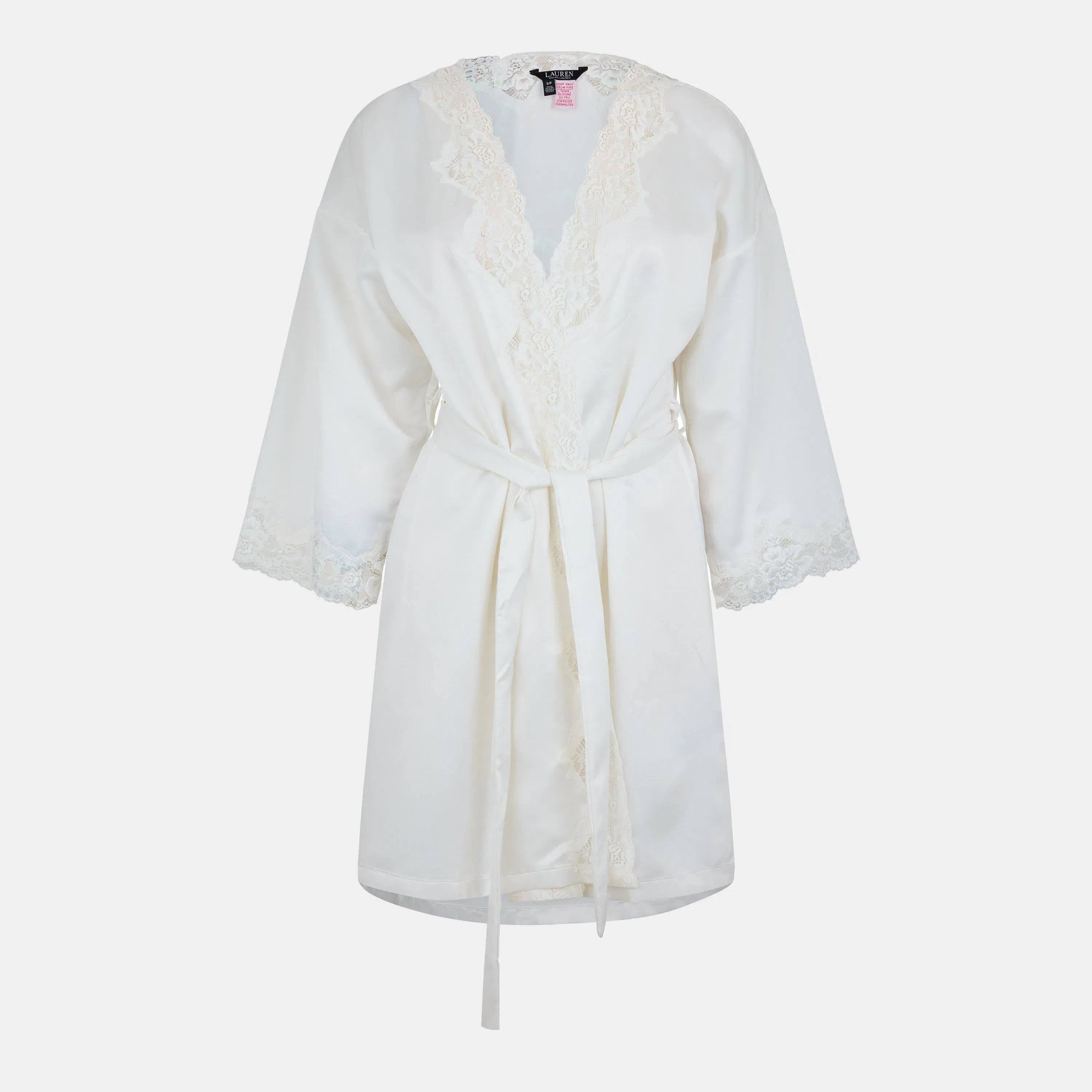 Lace-Trimmed Satin Dressing Gown