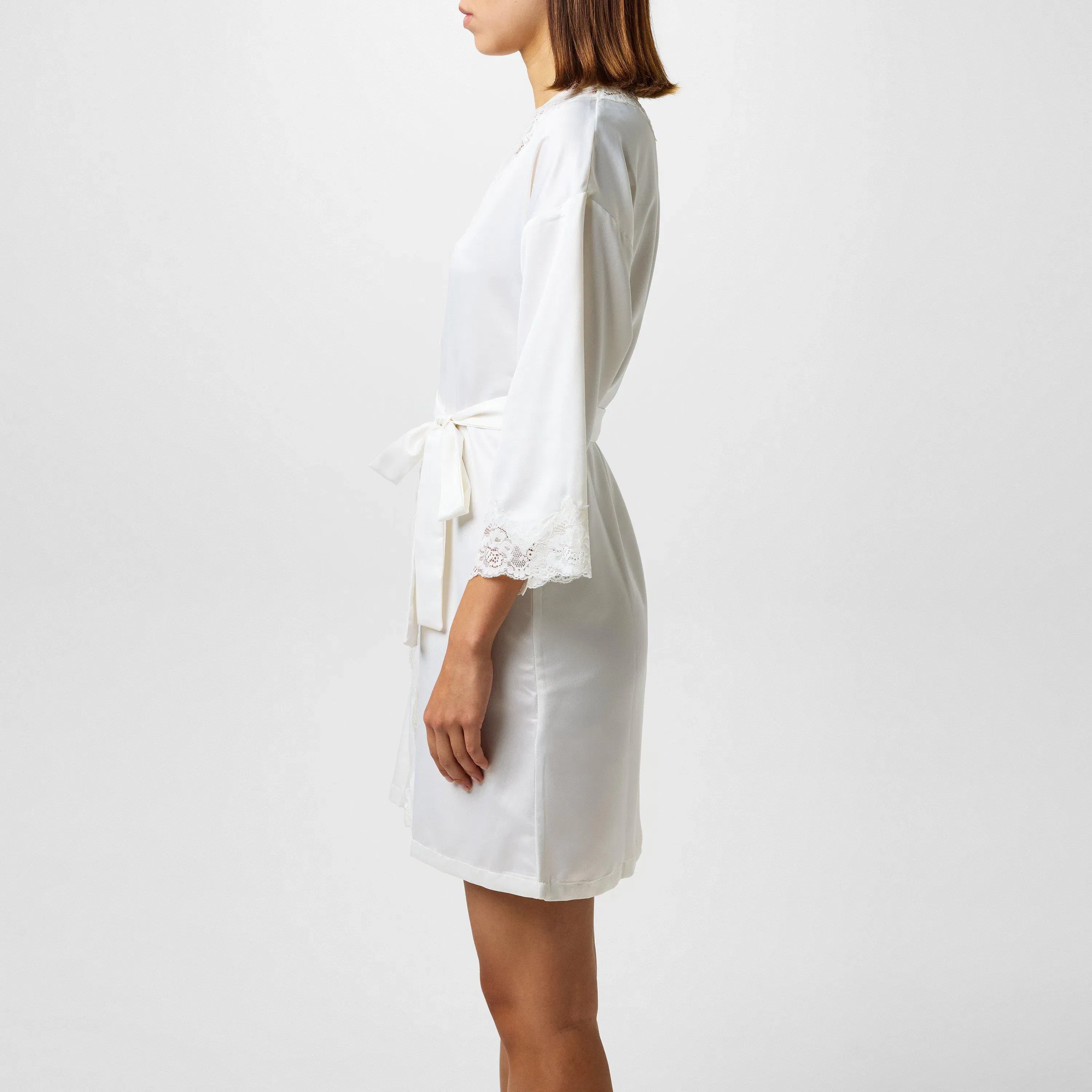 Lace-Trimmed Satin Dressing Gown