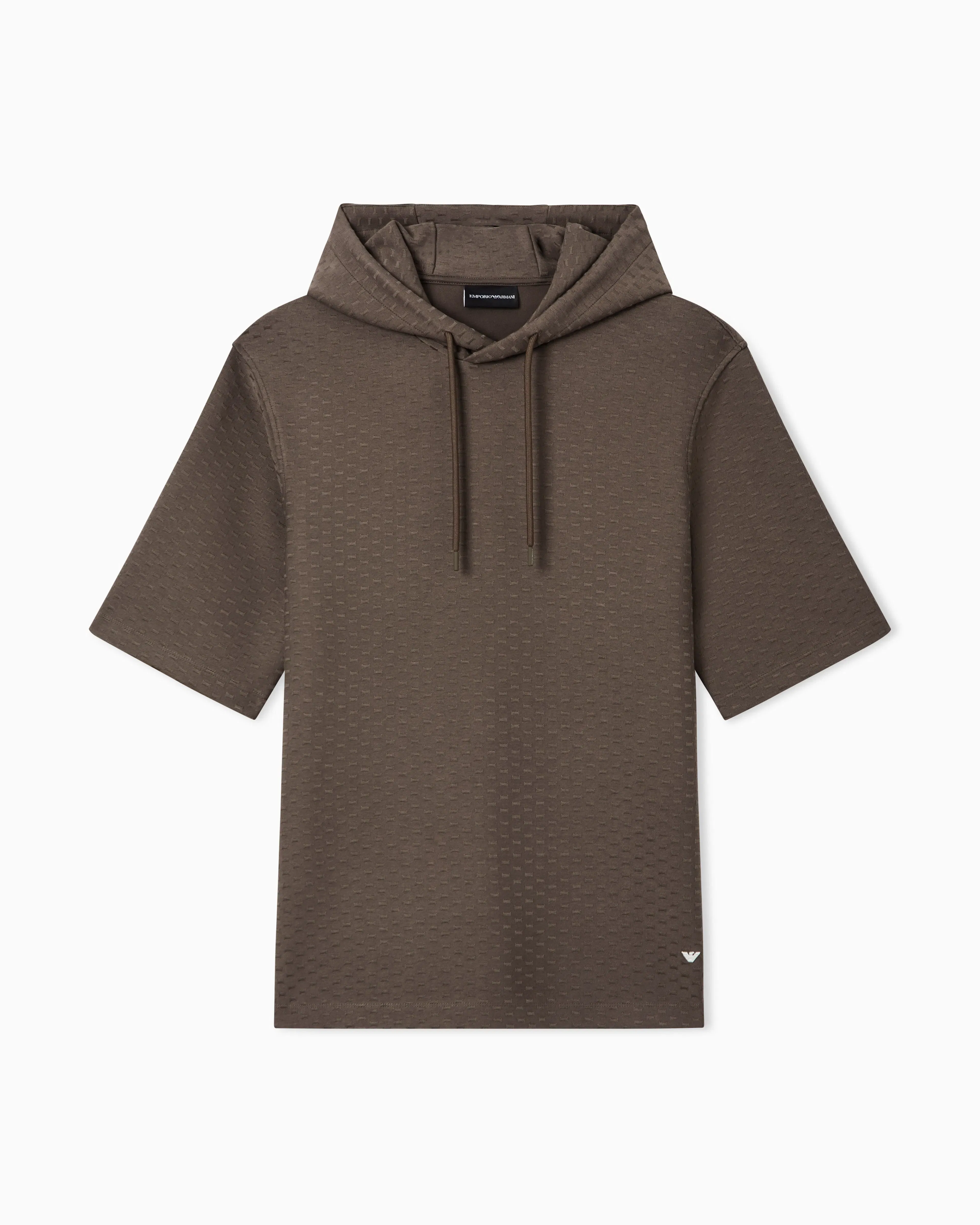 Emporio Armani Jacquard jersey hooded sweatshirt with all-over micro eagle