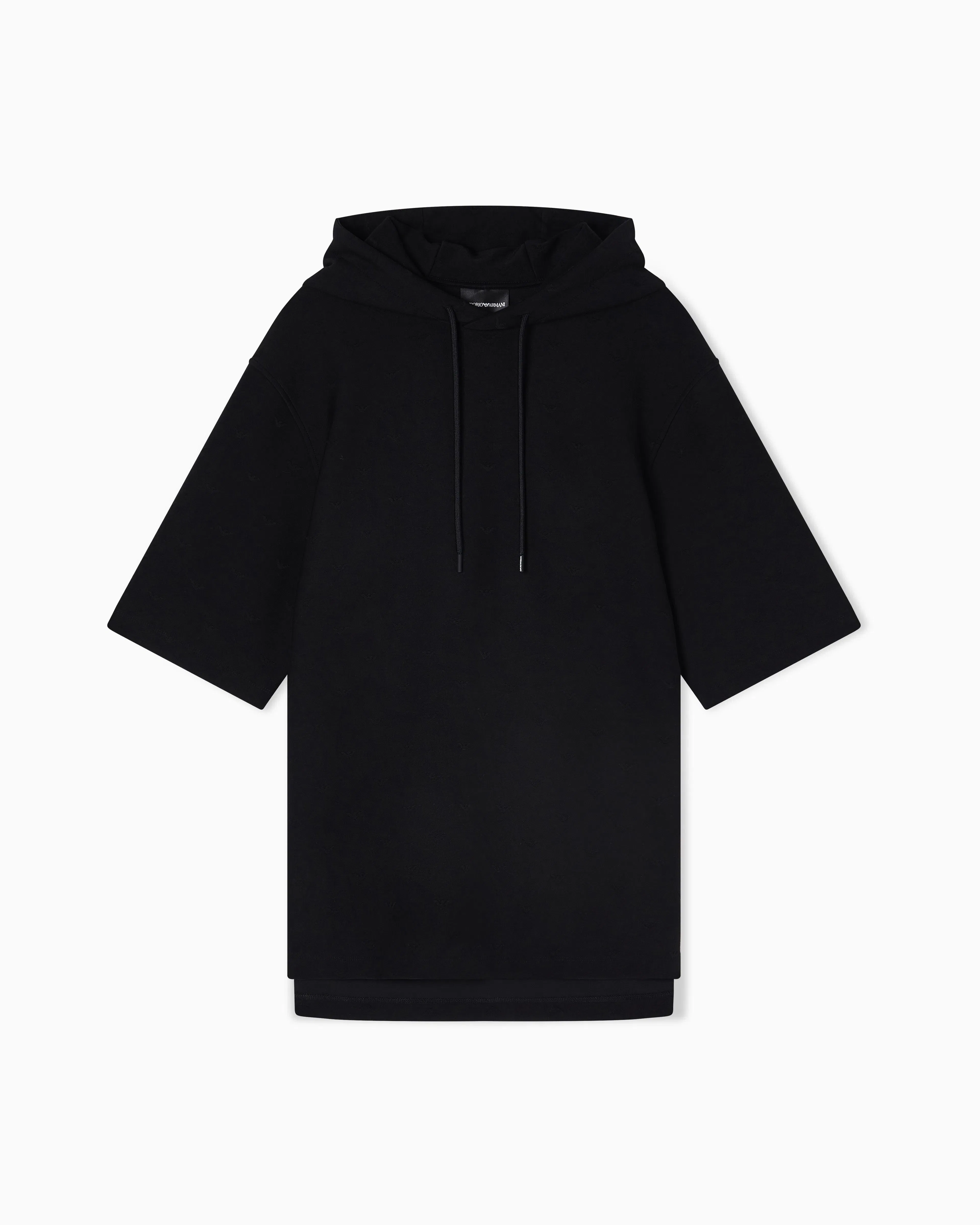 Emporio Armani Jacquard jersey hooded sweatshirt with all-over micro eagle