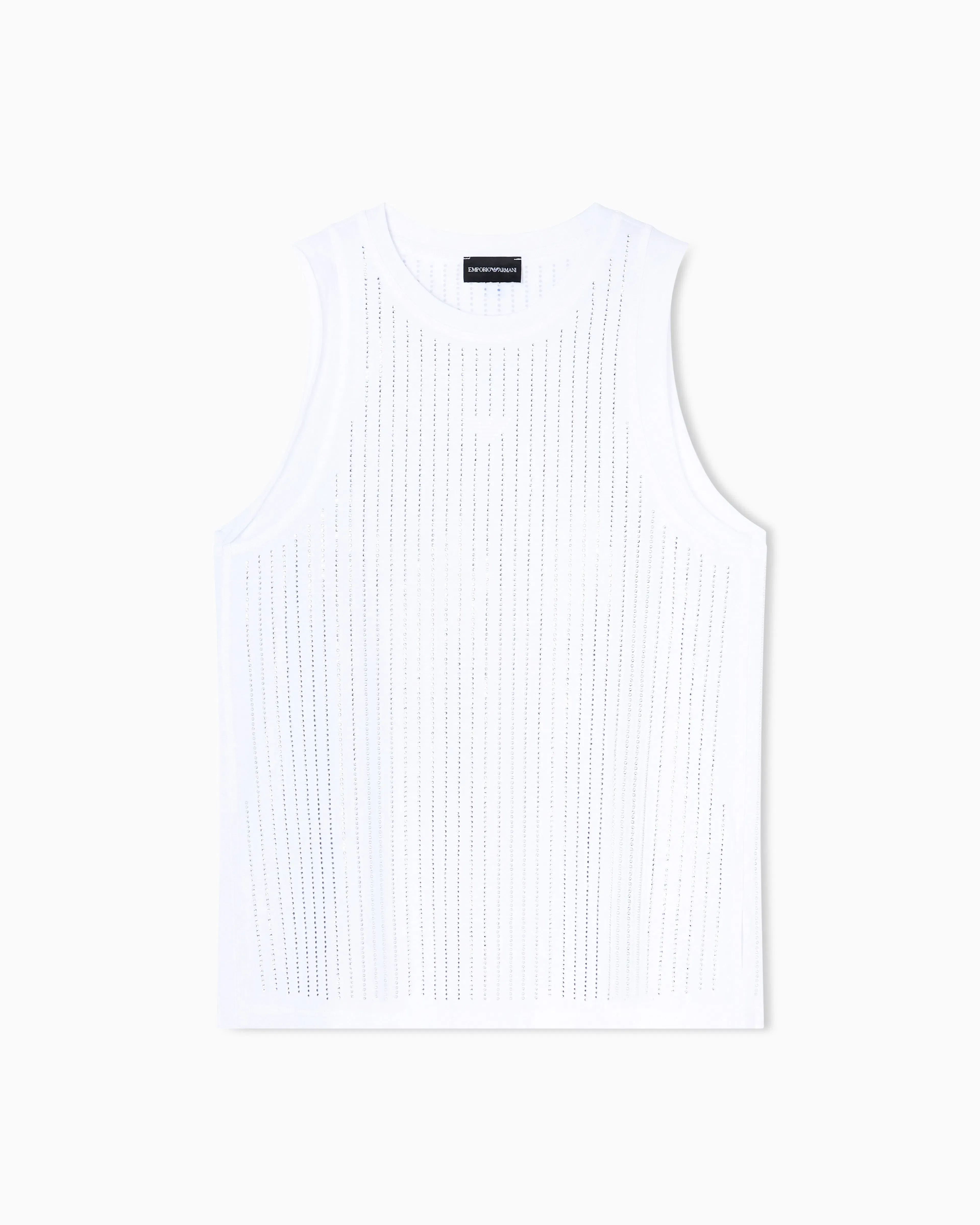 Emporio Armani Mercerised tank top with rhinestones