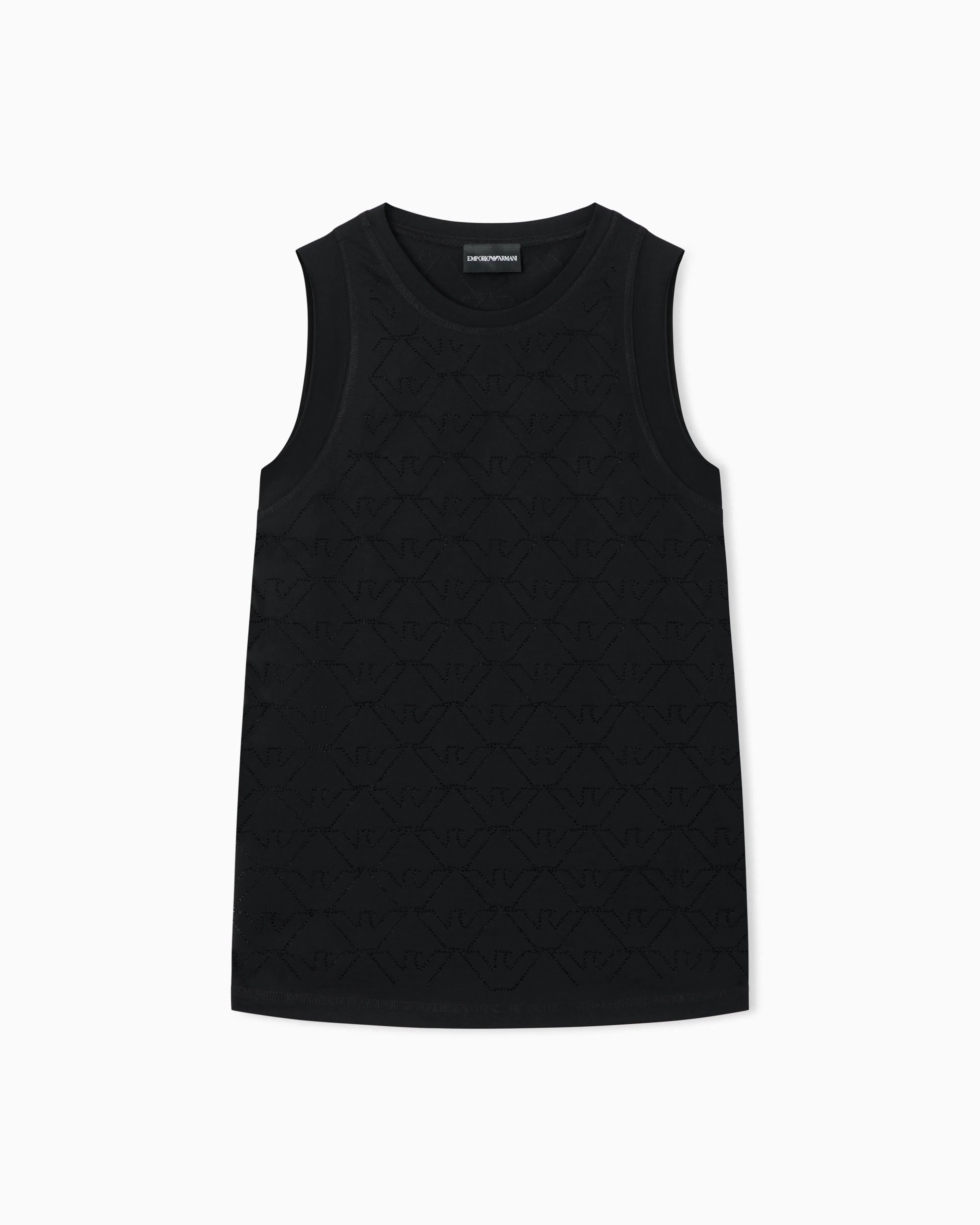 Emporio Armani Mercerised tank top with rhinestones