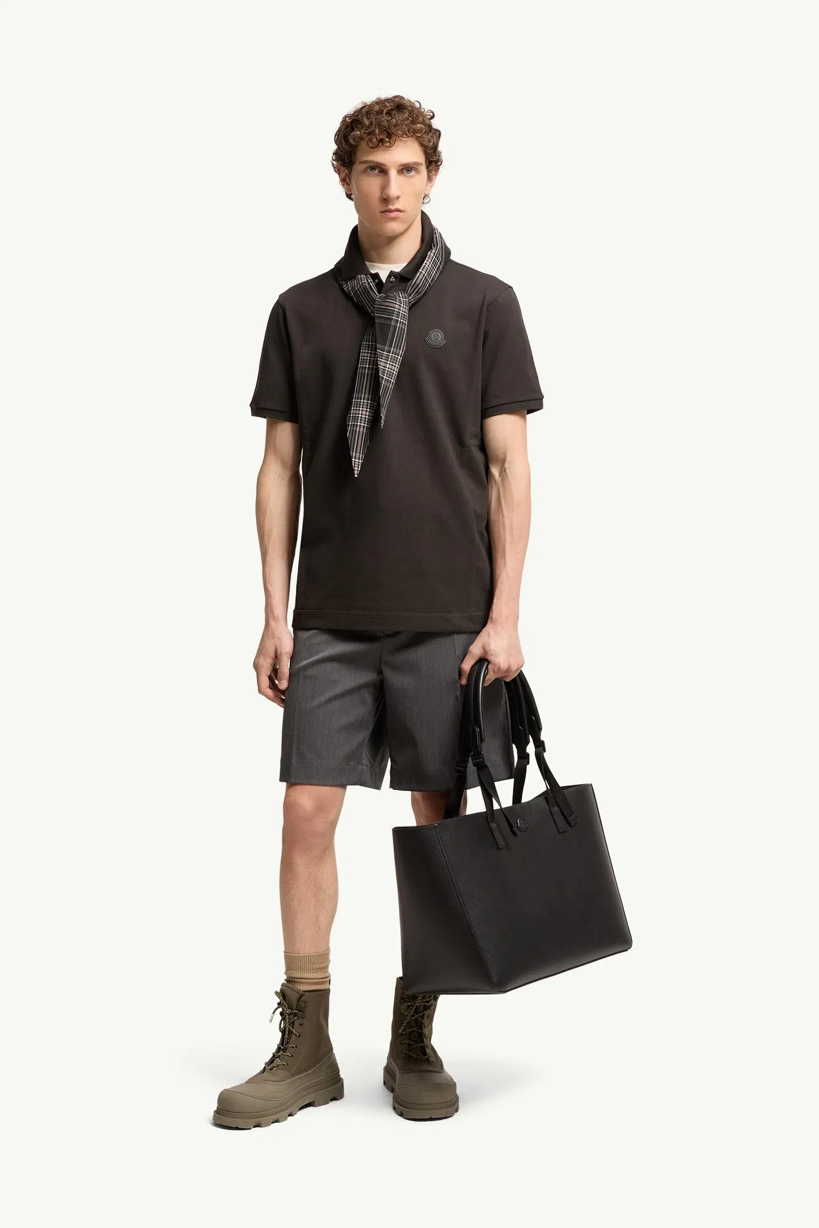 Moncler Logo Patch Cotton Piquet Polo Shirt Olive Green Olive Green