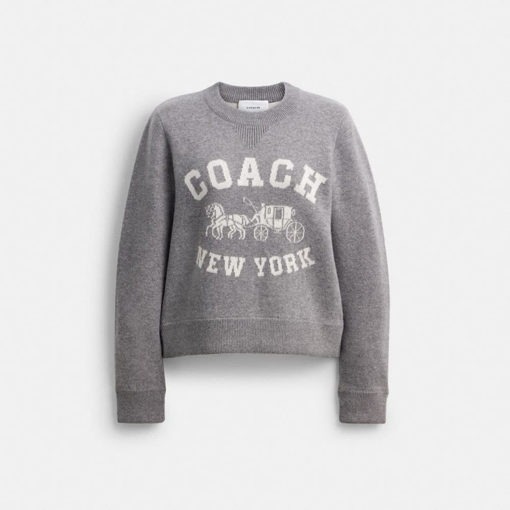 Coach Horse And Carriage Crewneck Sweater Heather Grey