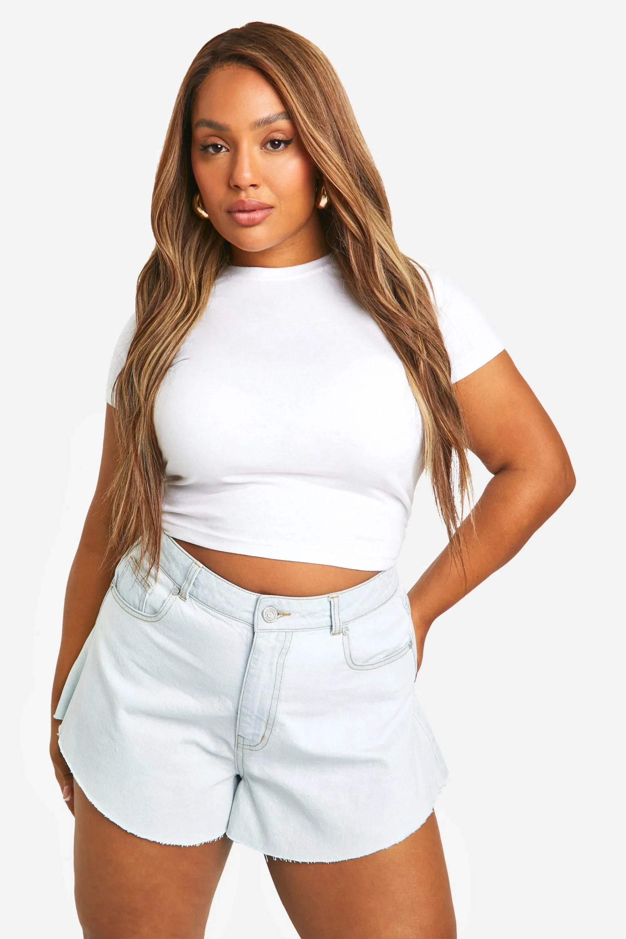 Plus Basic Denim Flippy Short