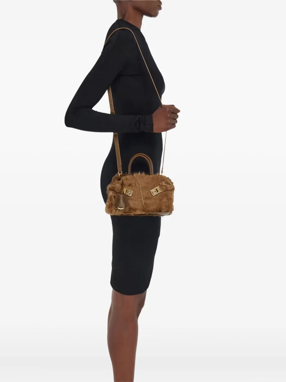mini Hug shearling buckle cross body bag