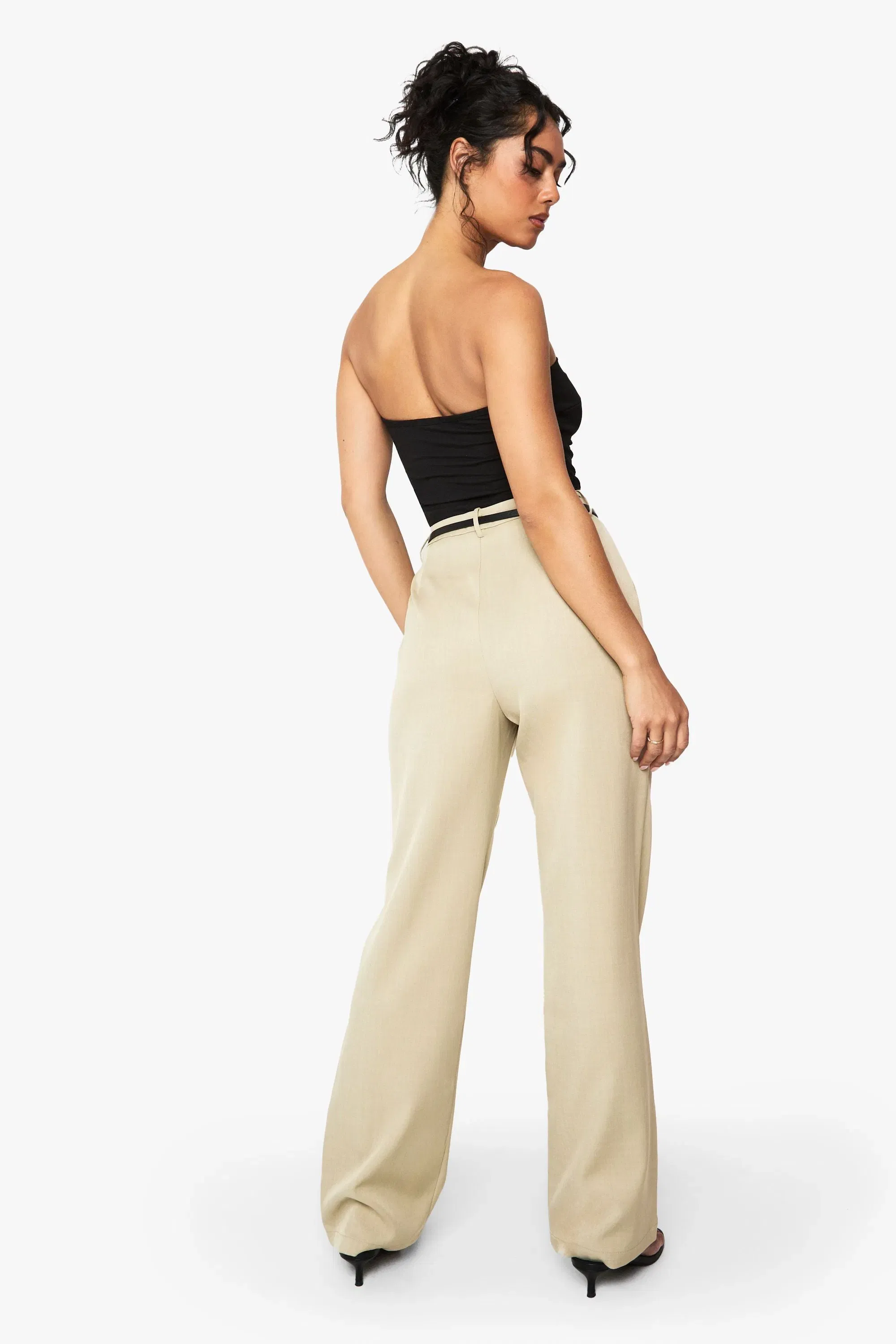Belted Tailored Straight Leg Trouser
