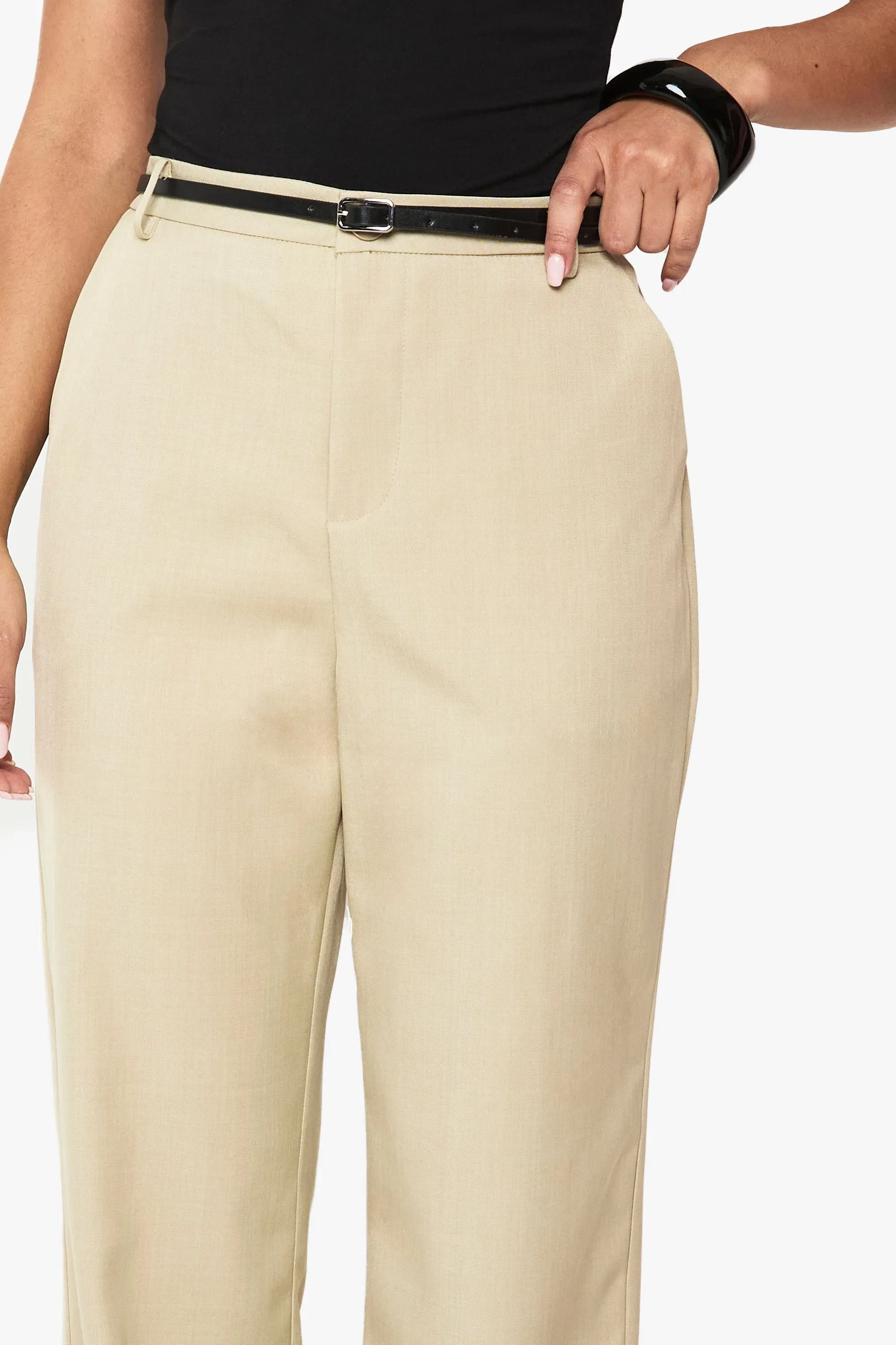 Belted Tailored Straight Leg Trouser