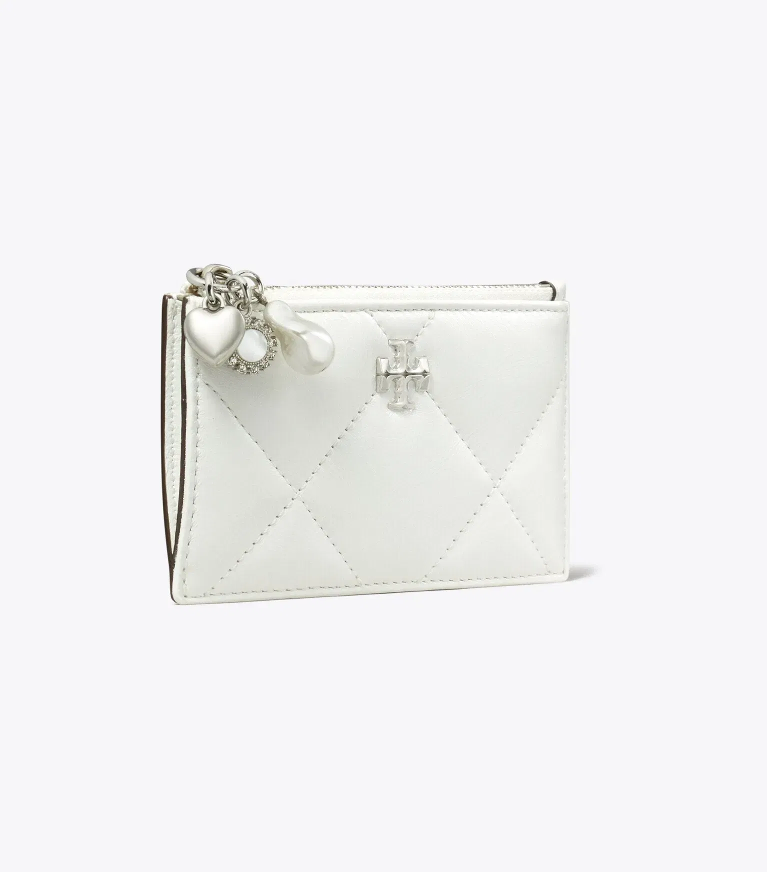 Kira Diamond Quilt Distressed Charm Zip Card Case