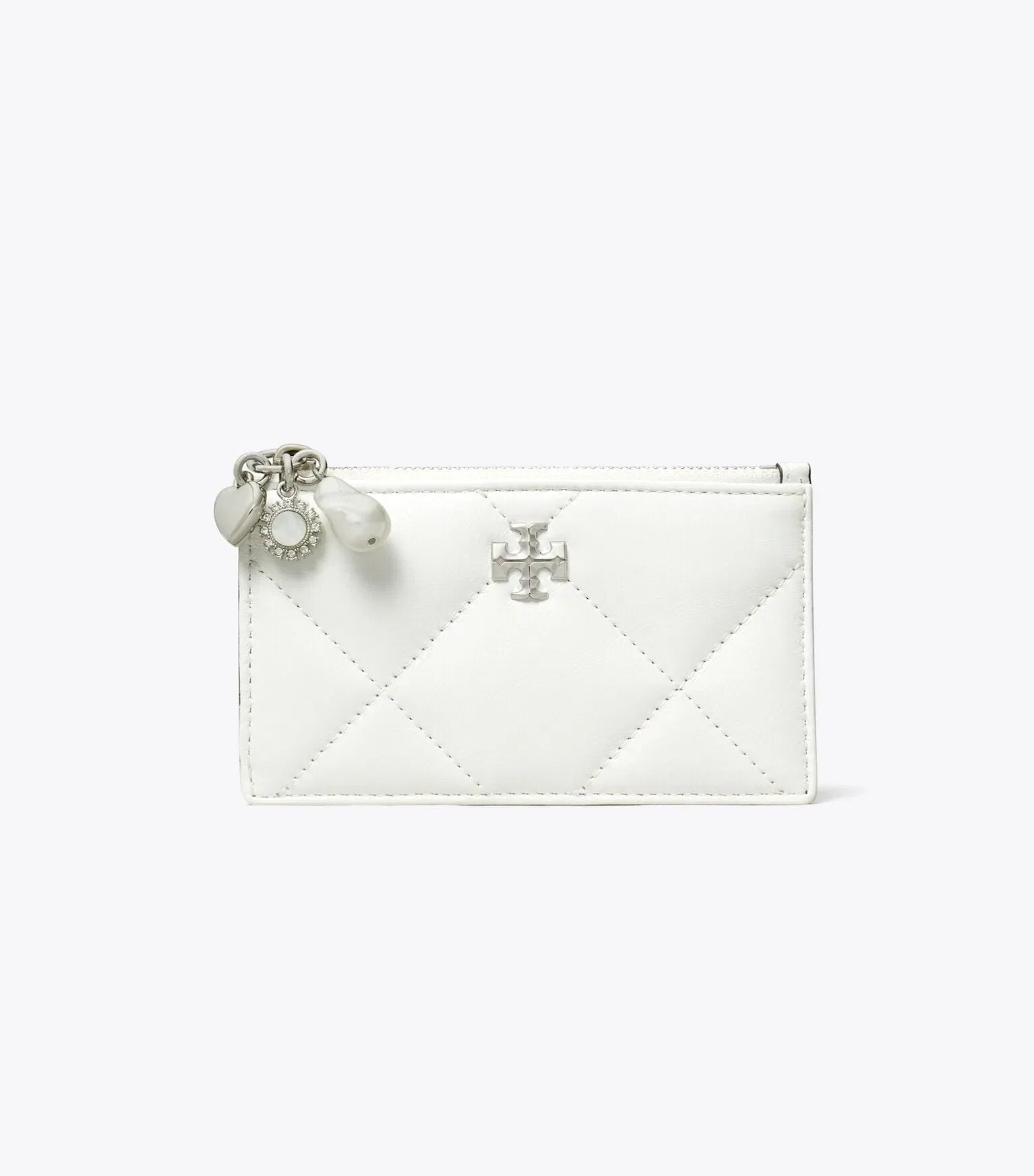Kira Diamond Quilt Distressed Charm Zip Card Case