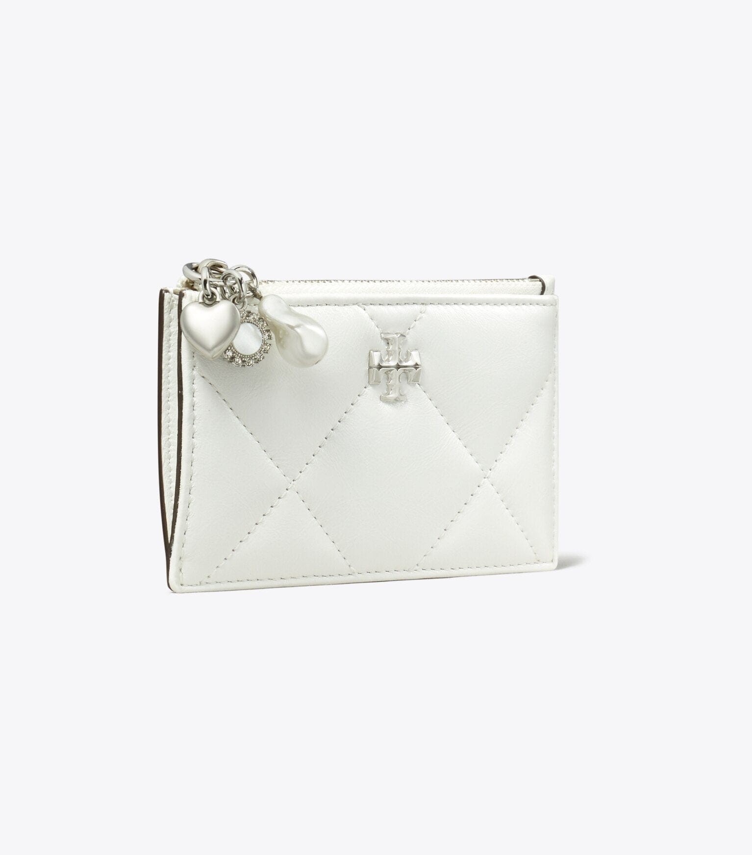 Kira Diamond Quilt Distressed Charm Zip Card Case