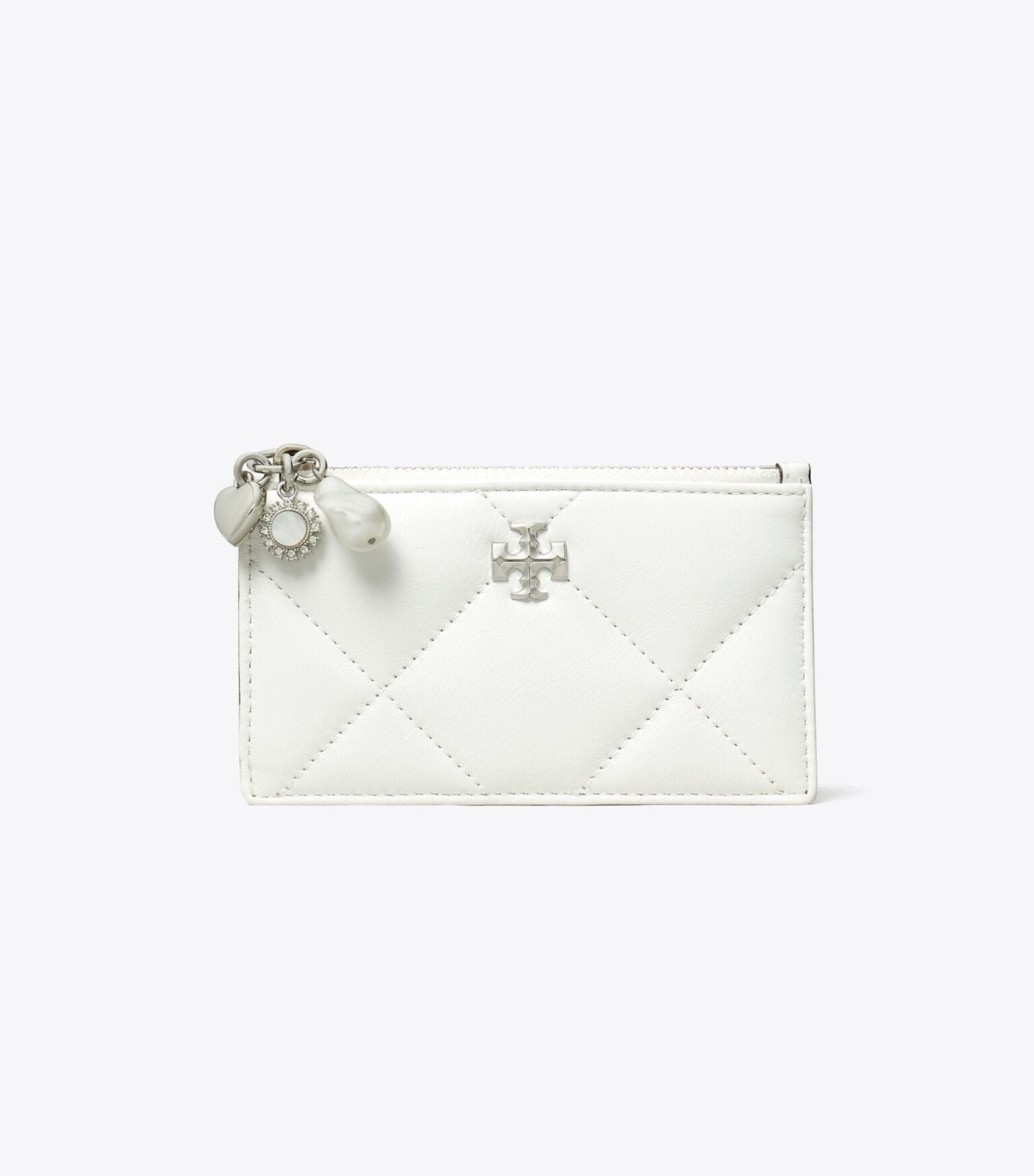 Kira Diamond Quilt Distressed Charm Zip Card Case