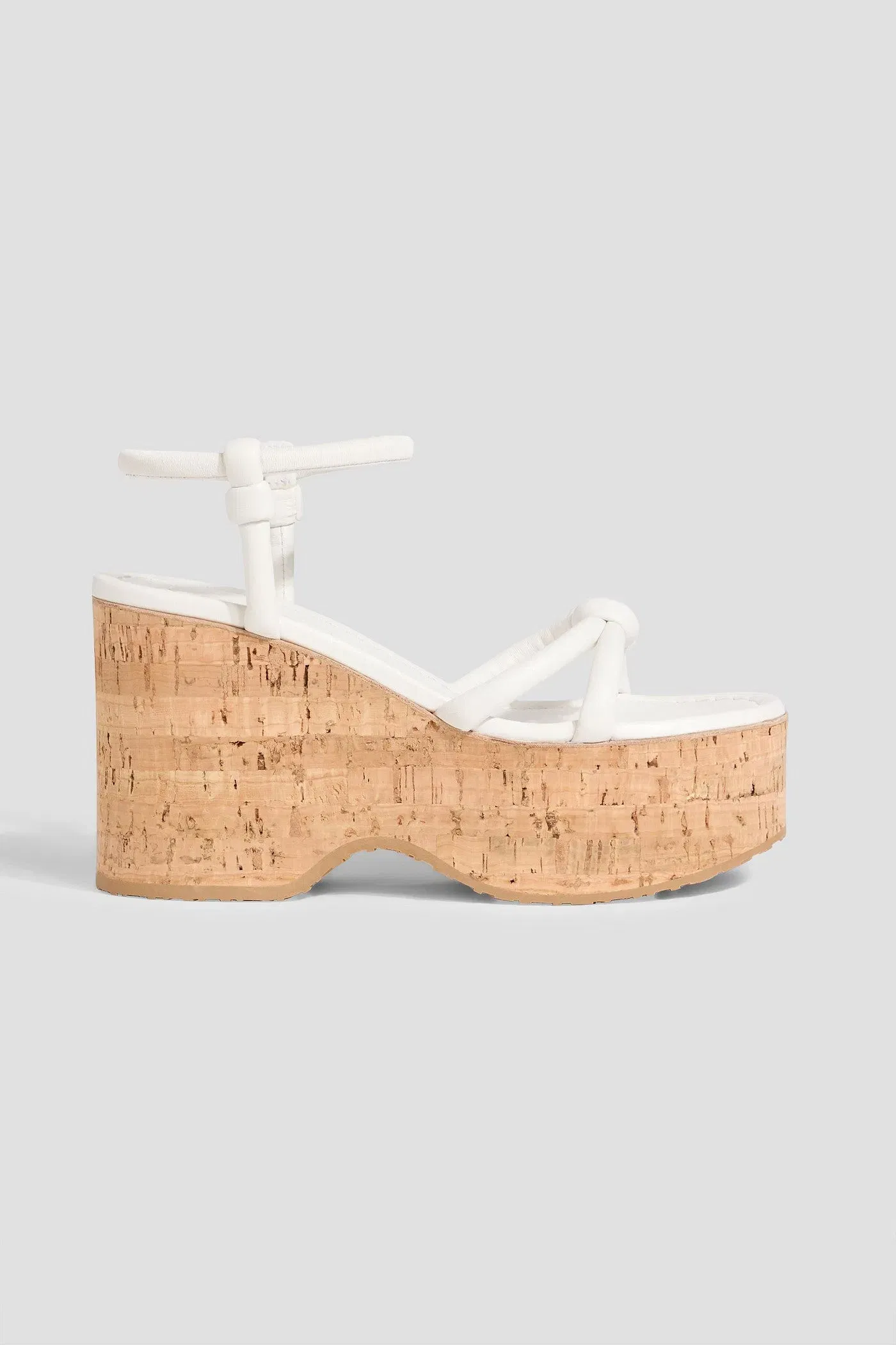 Gianvito Rossi Alma Knotted Leather Platform Sandals White Women's