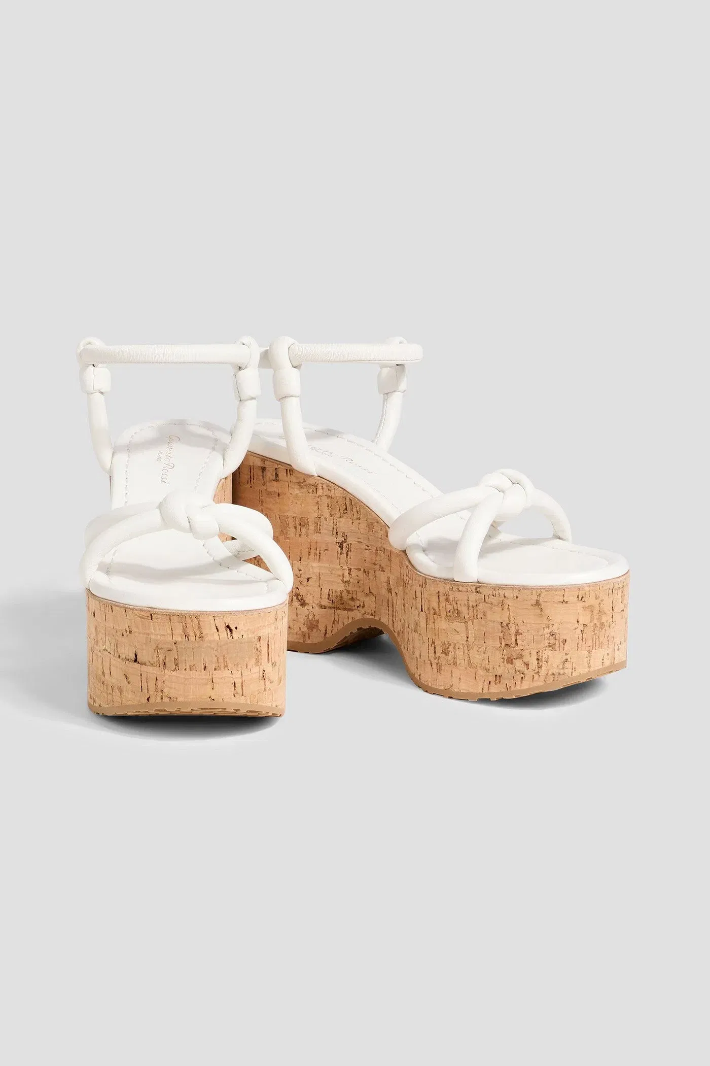 Gianvito Rossi Alma Knotted Leather Platform Sandals White Women's