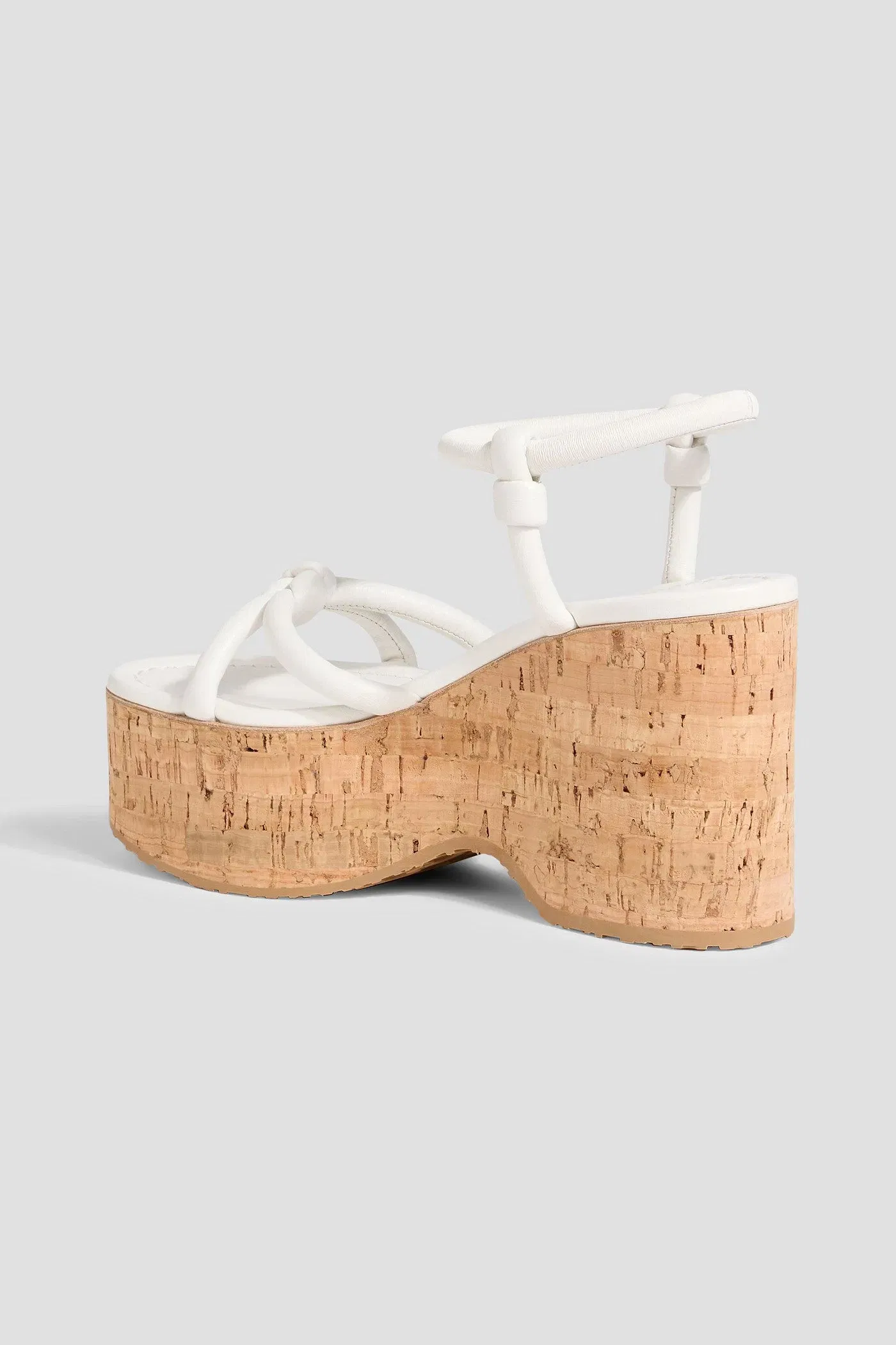 Gianvito Rossi Alma Knotted Leather Platform Sandals White Women's