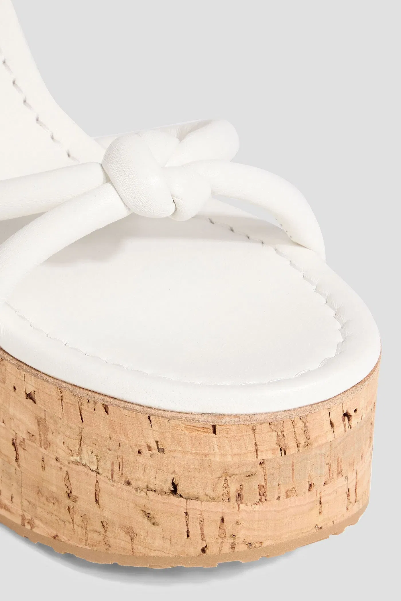 Gianvito Rossi Alma Knotted Leather Platform Sandals White Women's