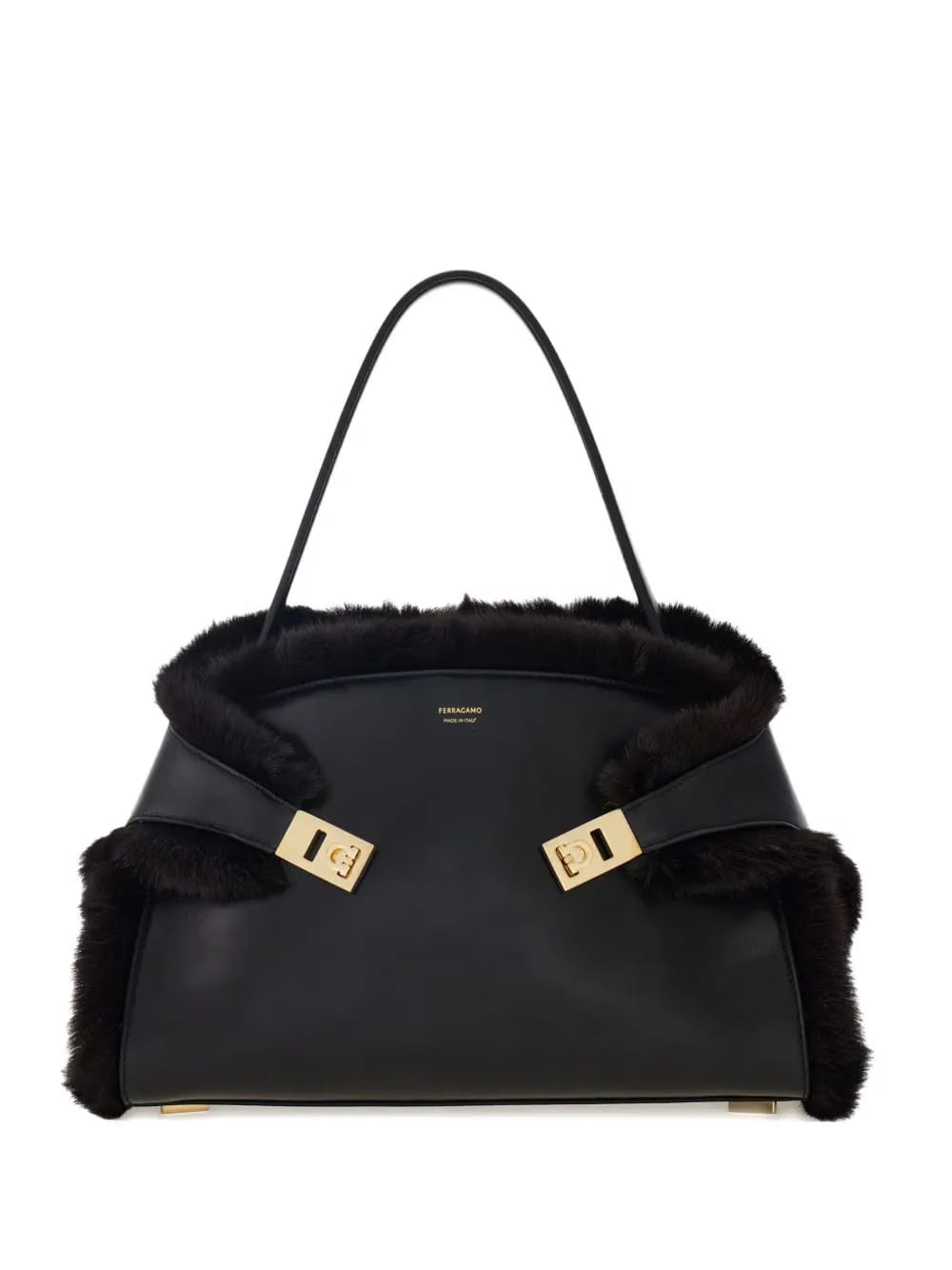 medium Hug Soft fur-trimmed shoulder bag