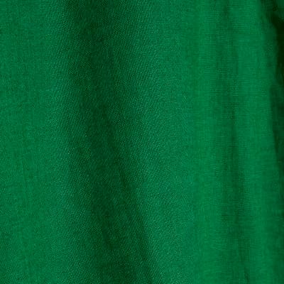 Green Linen Blend Short Sleeve Shirt