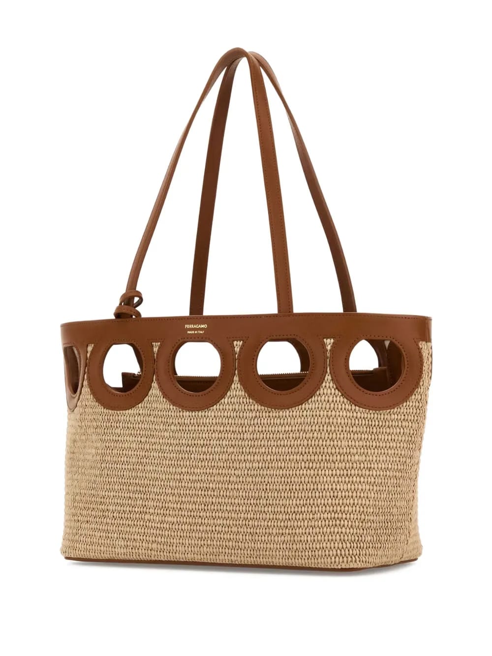 open-top cut-out tote bag