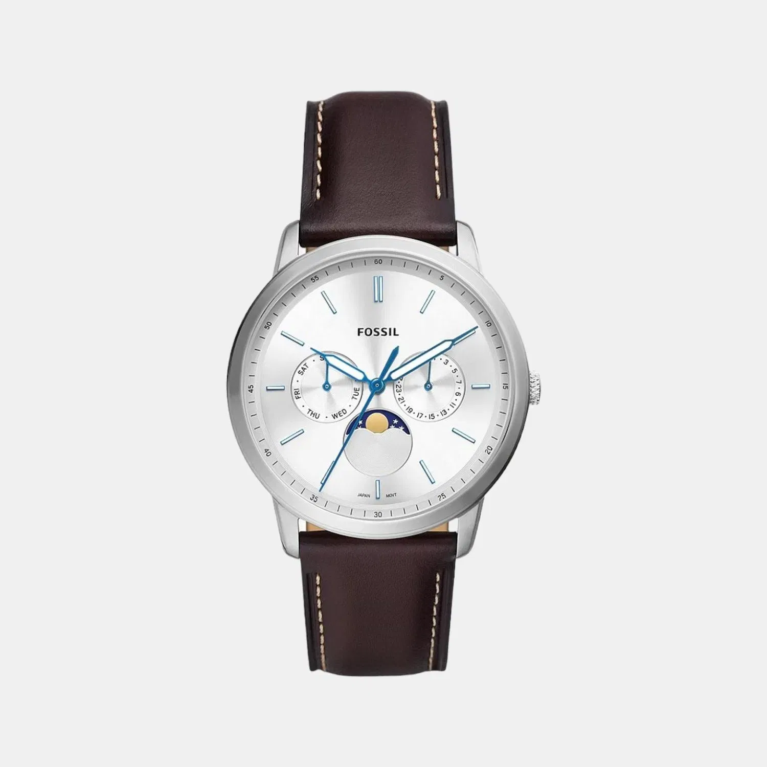Fossil Neutra Men Quartz Silver Dial Multi-Function Leather Watch Fs5905