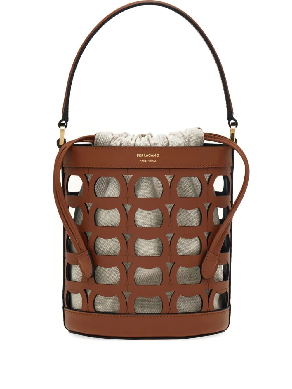 cut-out leather bucket bag