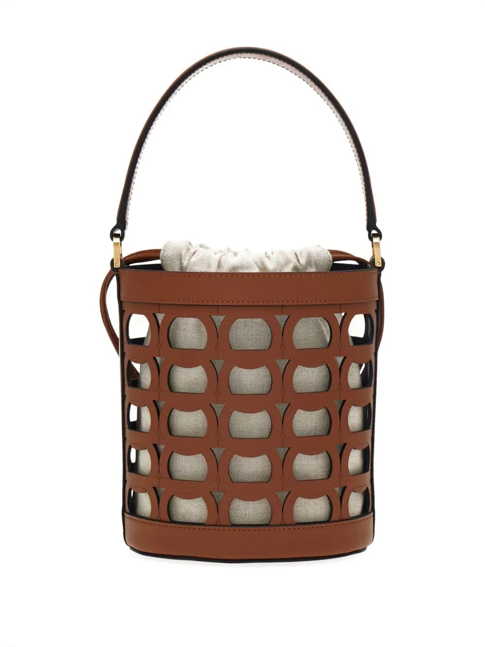 cut-out leather bucket bag