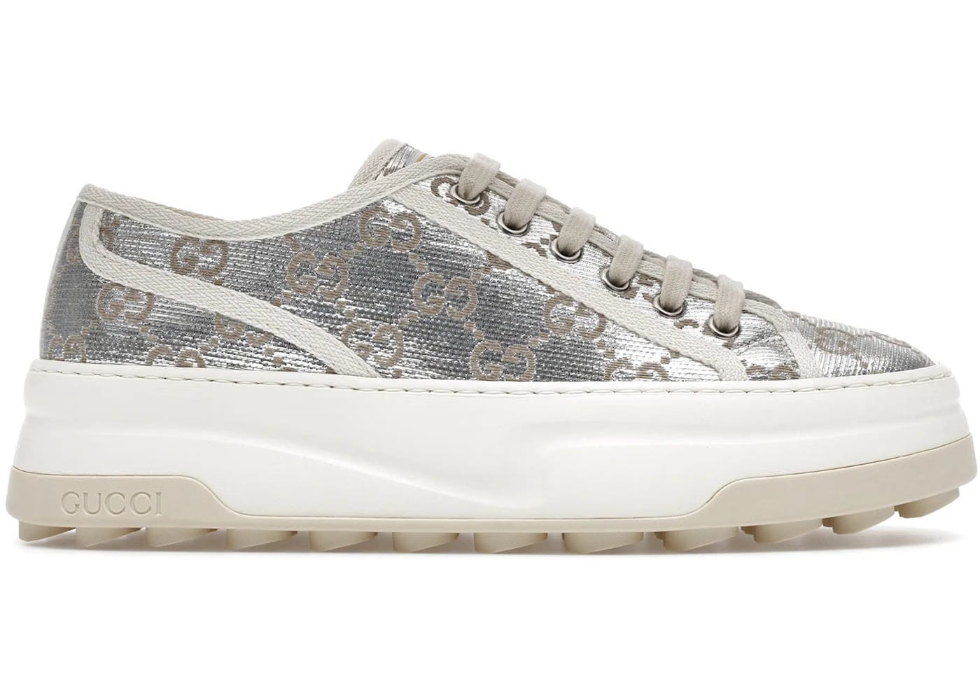 Gucci Gg Sneaker Metallic Silver Womens