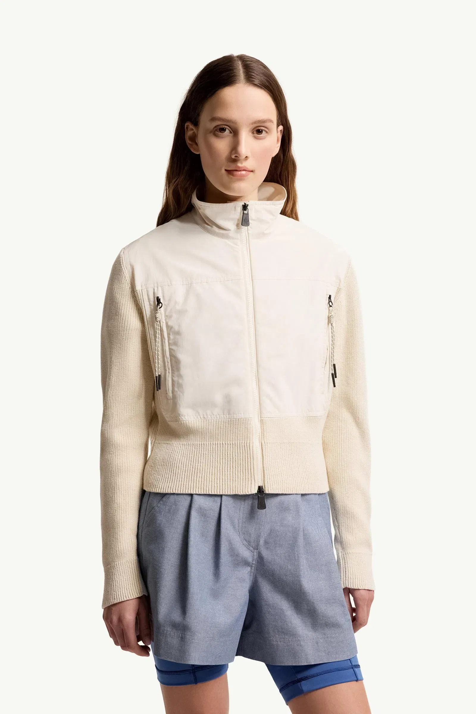 Moncler Padded Zip-Up Cotton Cardigan White Ivory White Ivory