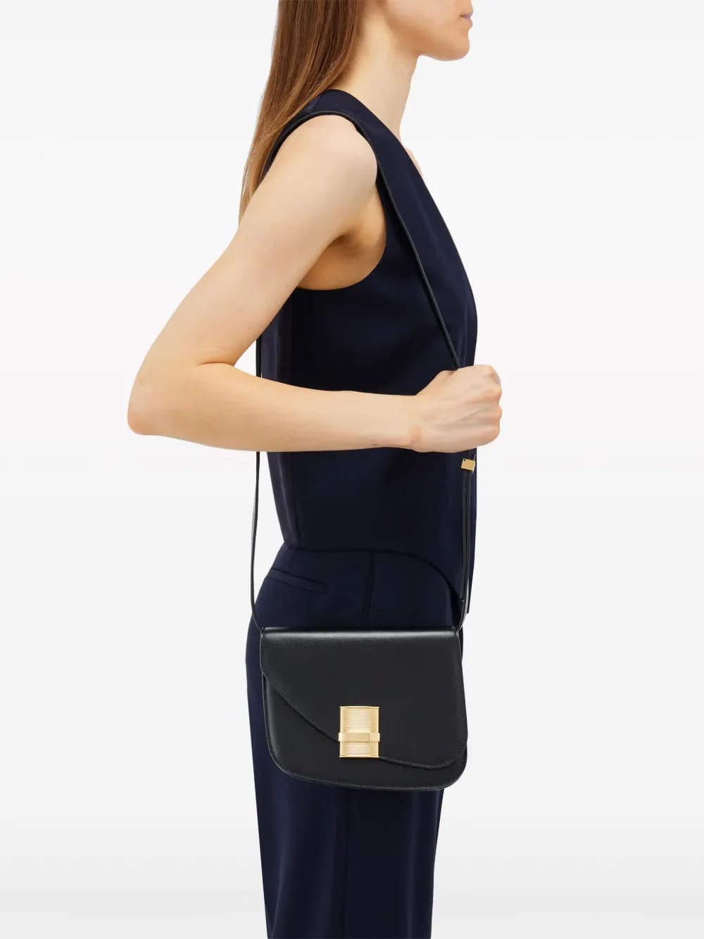 small Asymmetric leather crossbody bag