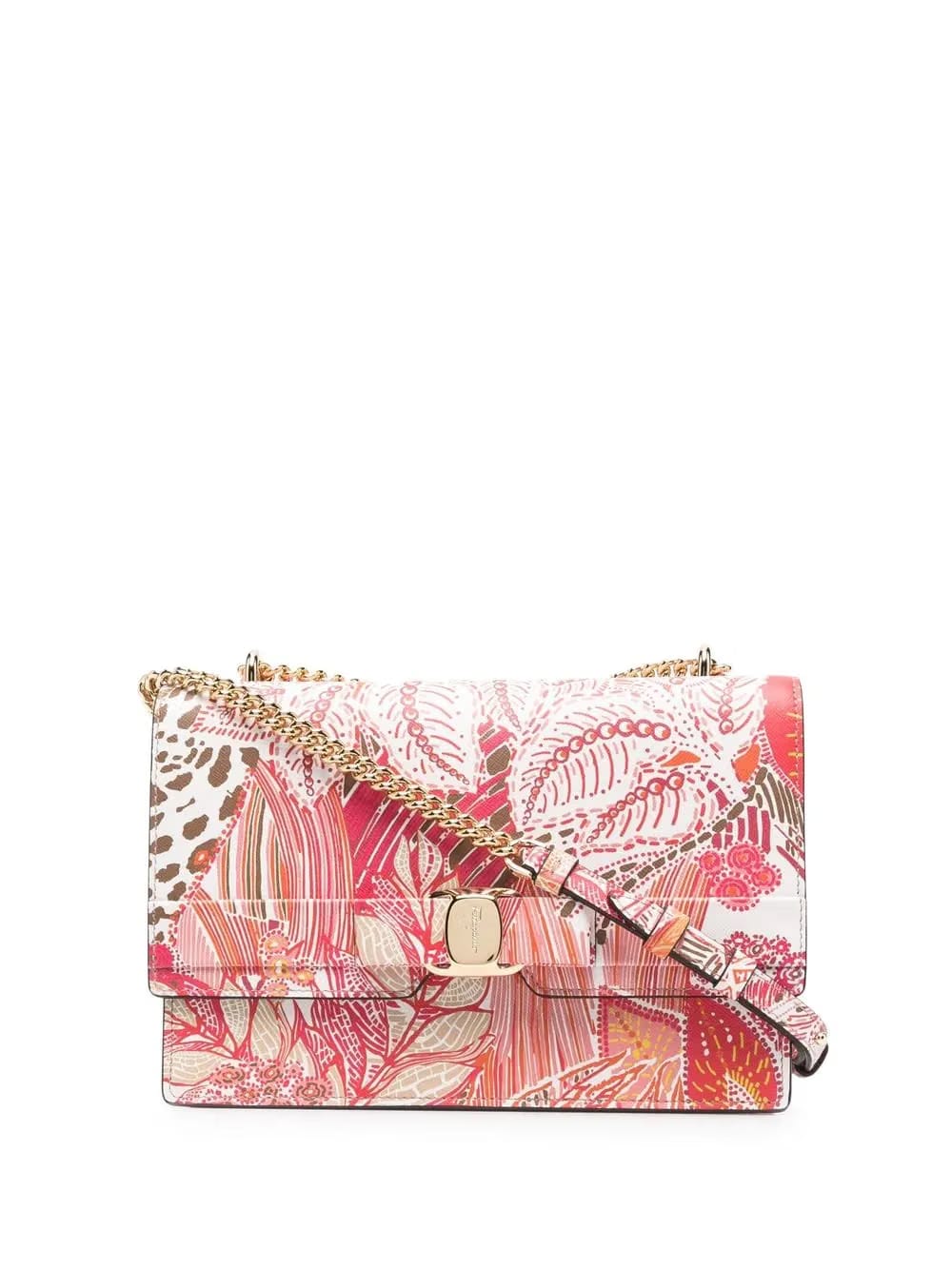 Vara floral-print leather satchel bag