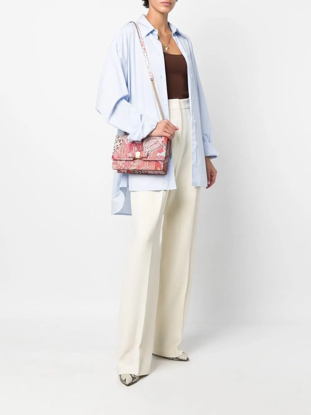 Vara floral-print leather satchel bag