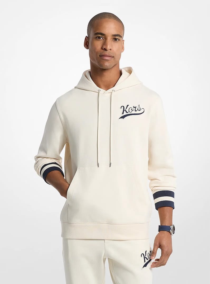 Michael Kors KORS Varsity Knit Cotton Blend Hoodie BONE