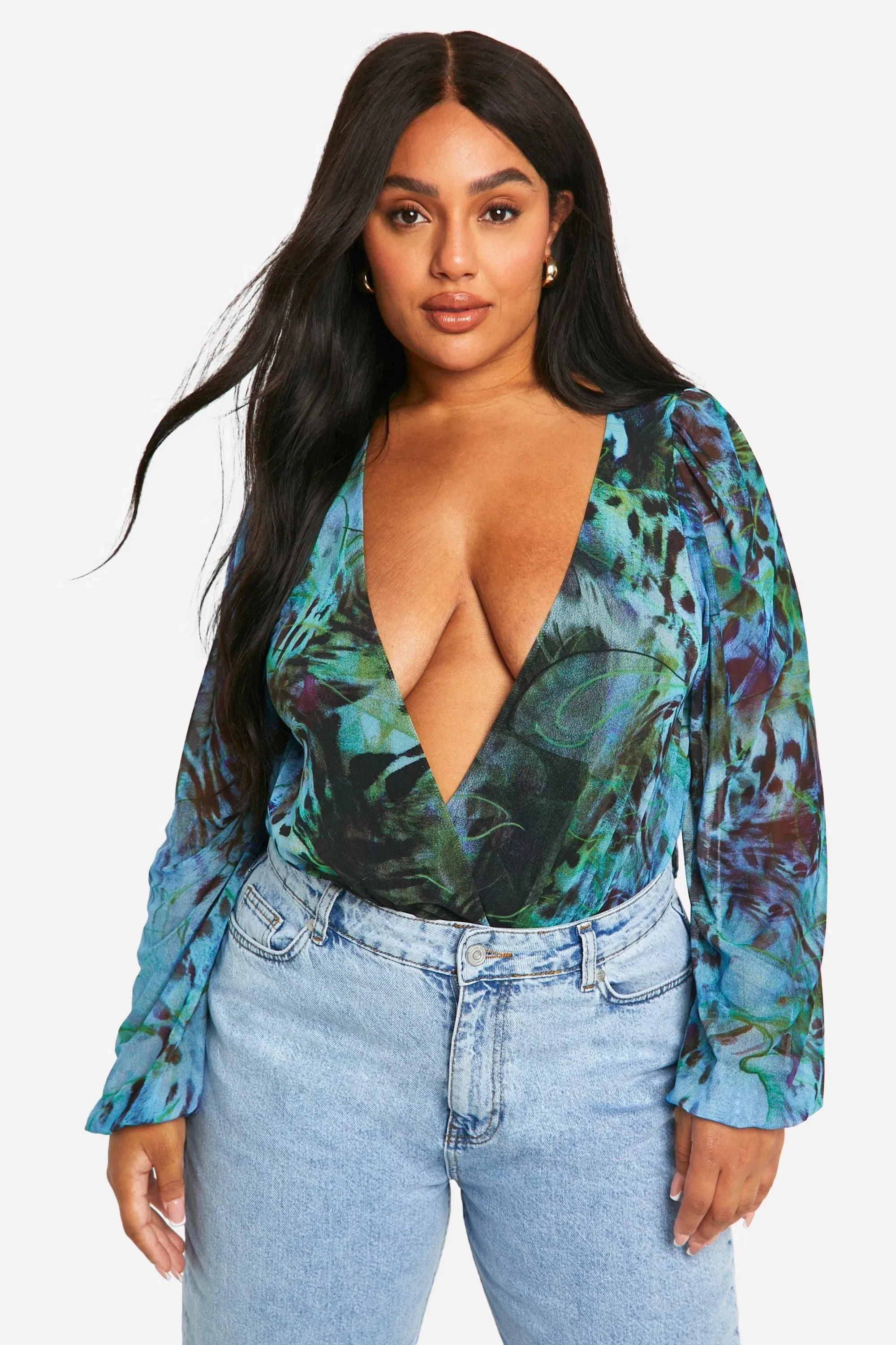 Plus Animal Wrap Mesh Bodysuit
