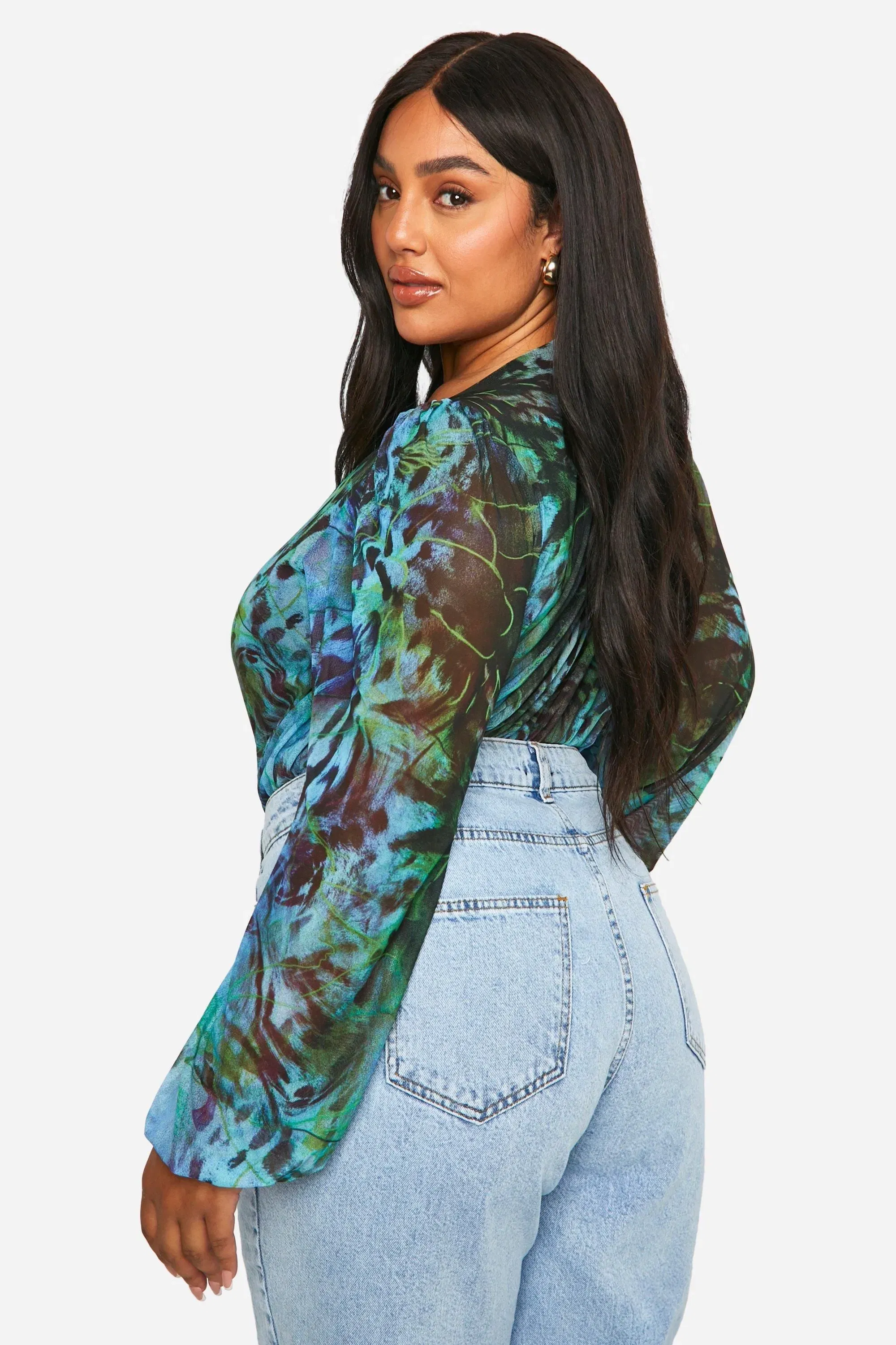 Plus Animal Wrap Mesh Bodysuit