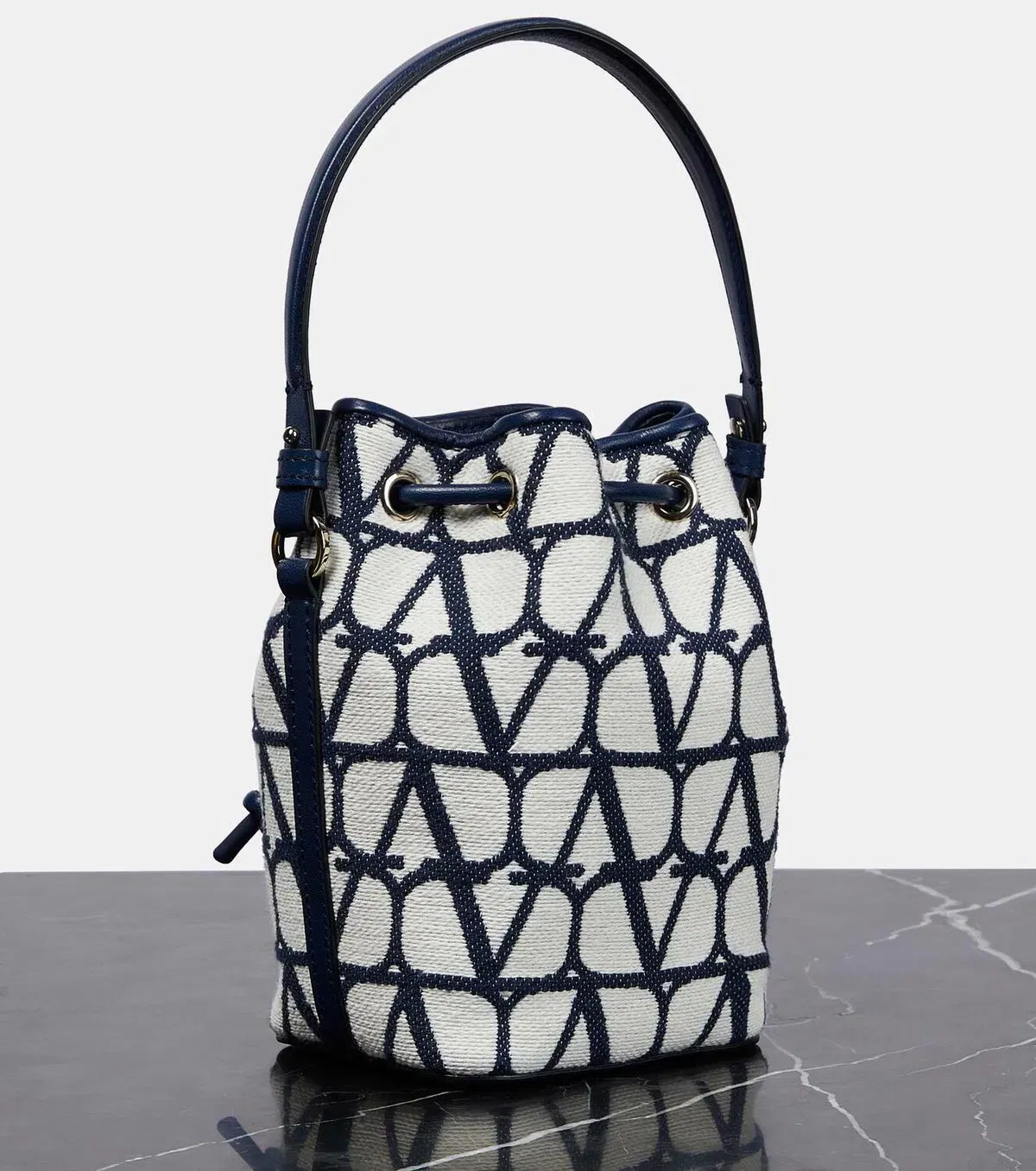 VLogo Signature Mini canvas bucket bag