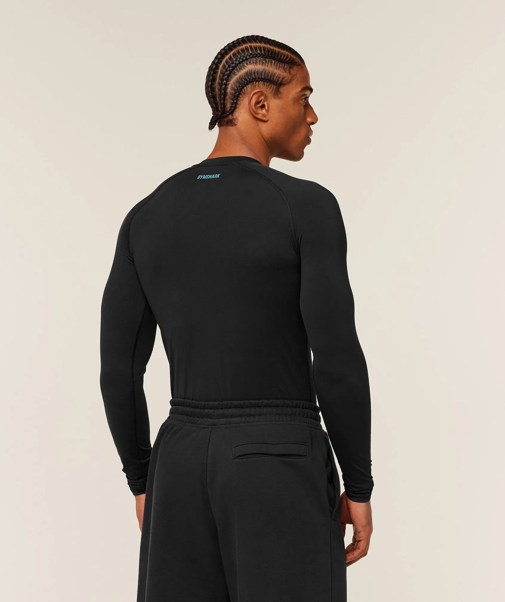 Gymshark Element Baselayer Long Sleeve T-Shirt - Black/Brand Blue