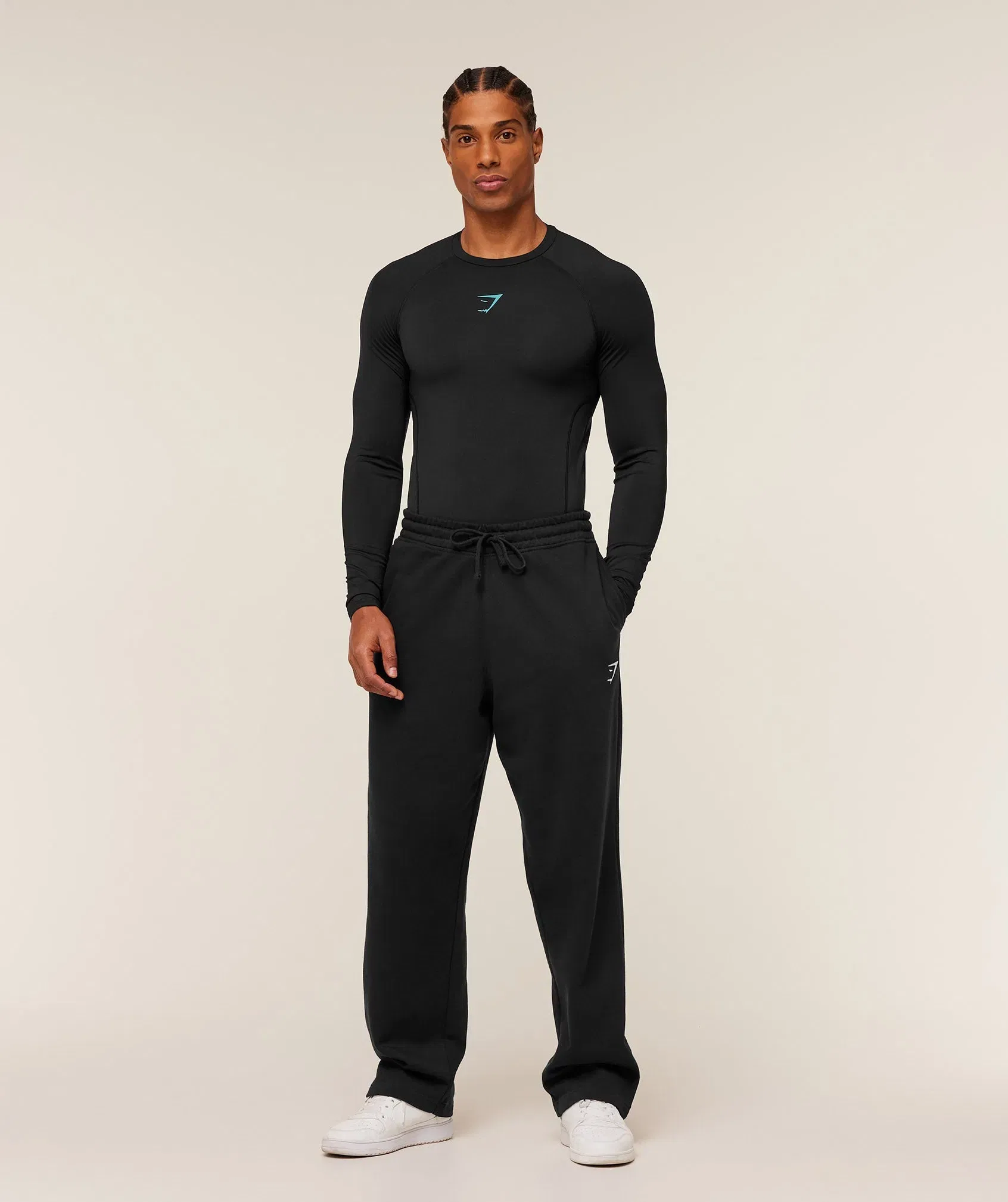 Gymshark Element Baselayer Long Sleeve T-Shirt - Black/Brand Blue