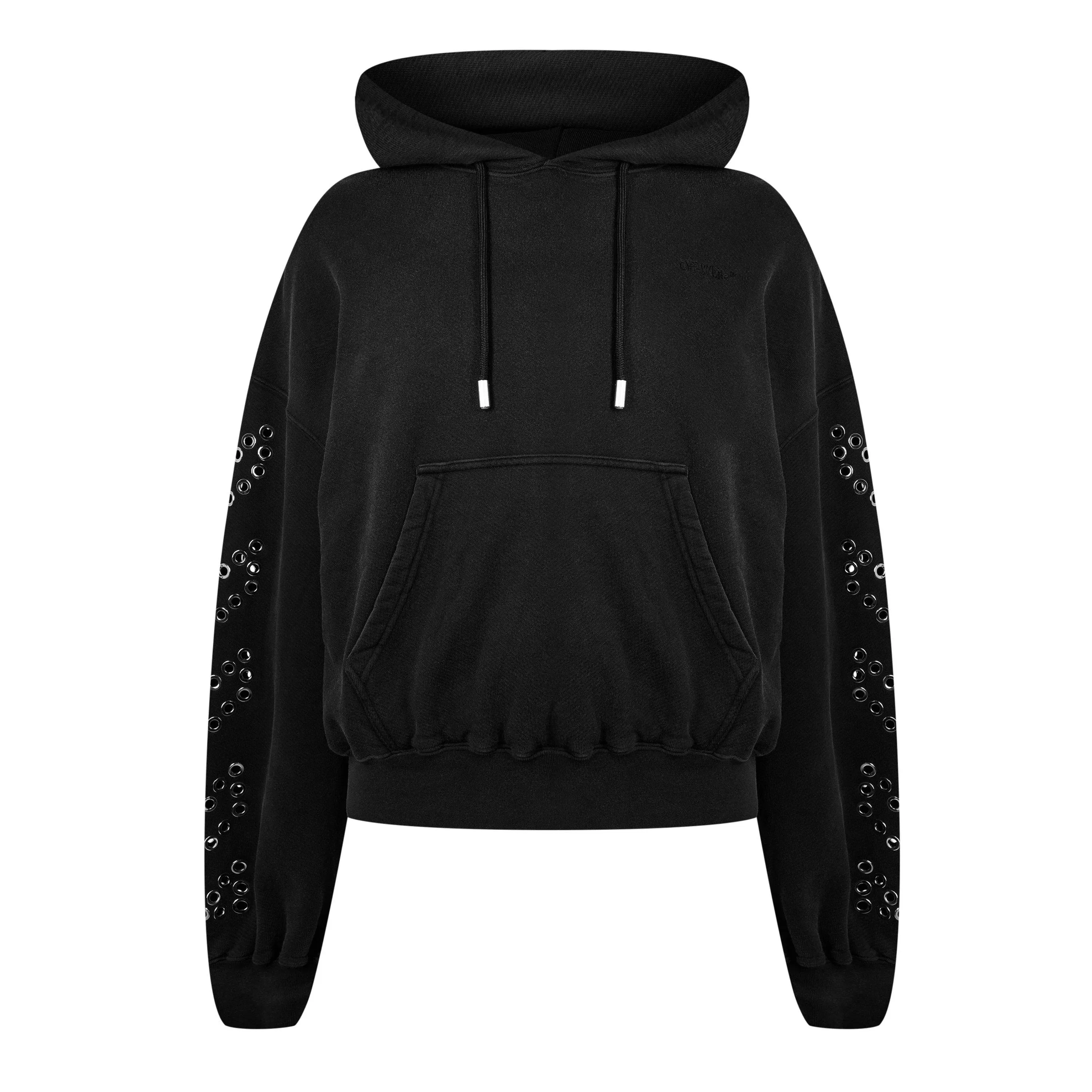 Eyelet Cotton Long Sleeve Hoodie