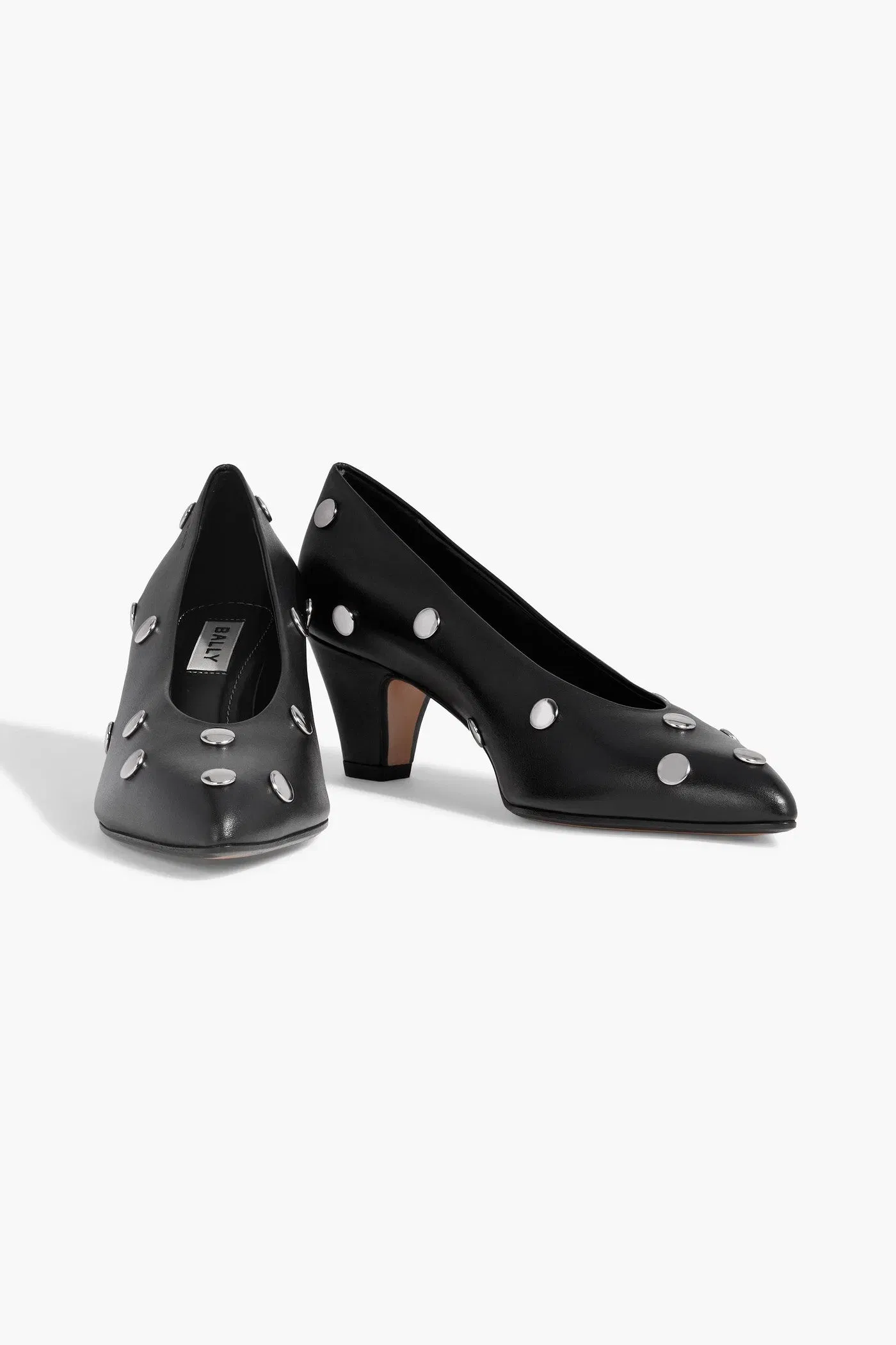 Bally Aline Studded Leather Pumps Black Women's